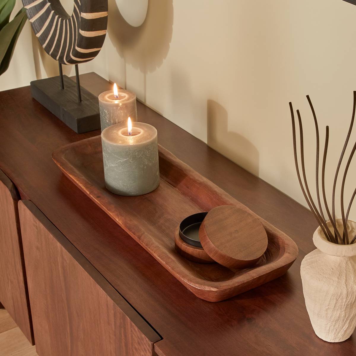 Plateau rectangulaire en manguier NYERO marron, ATMOSPHERA