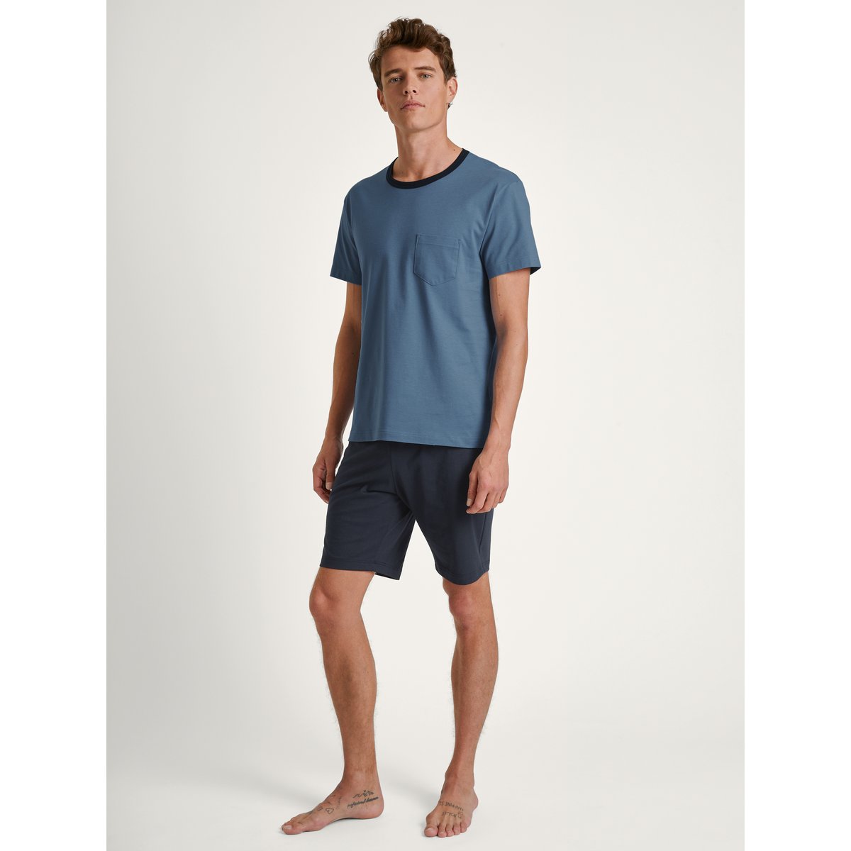 Pyjama court manches courtes Coton RELAX ESSENTIALS coronet blue, CALIDA
