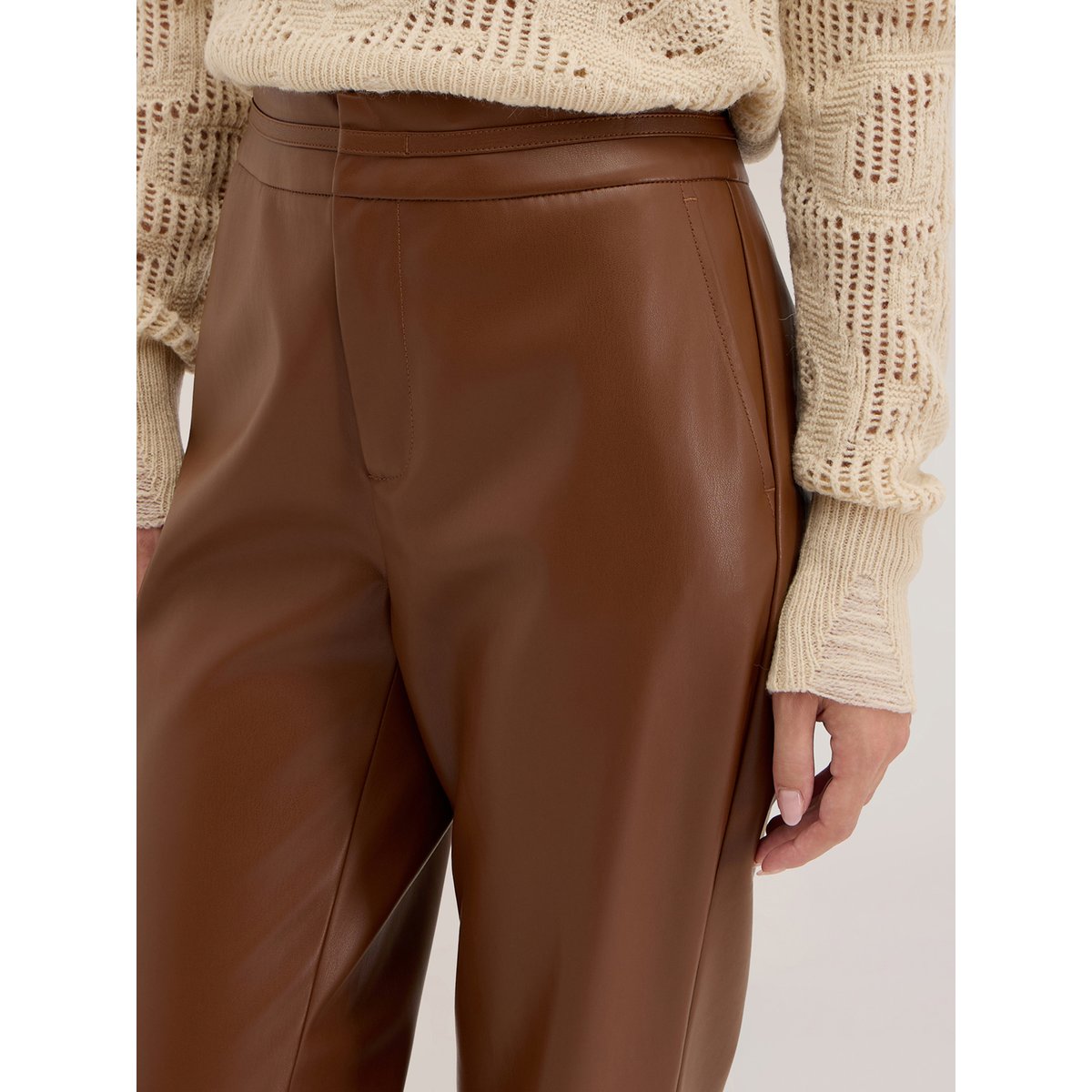 Pantalon regular effet brillant marron, MOTIVI