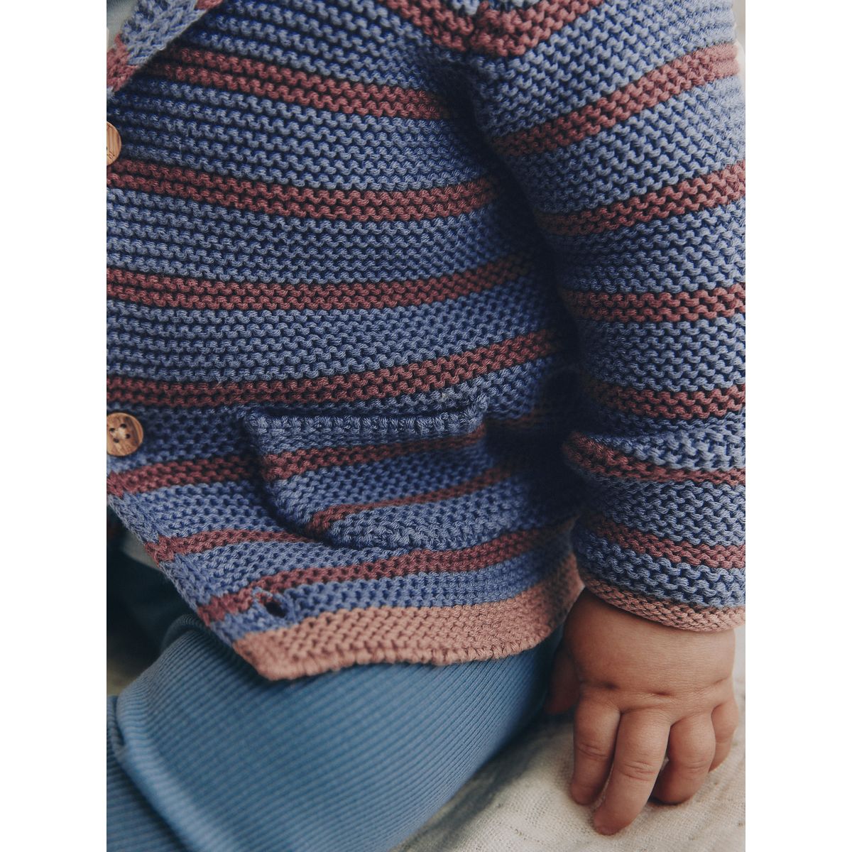 Cardigan bébé en maille rayures bleues et bordeaux, NEXT