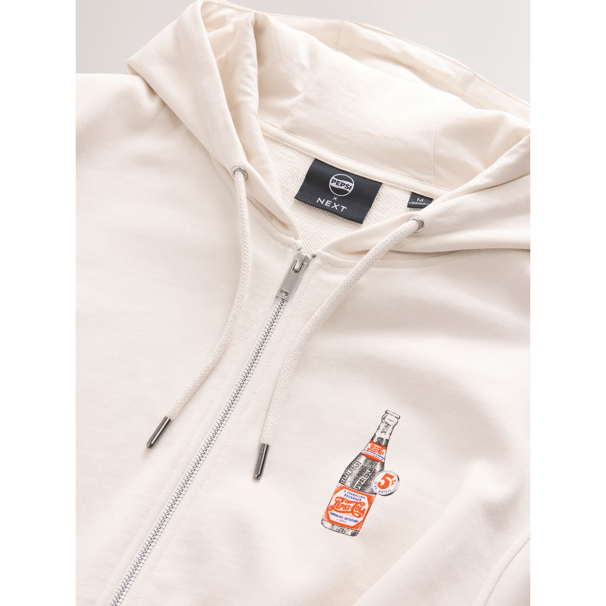Sweat à capuche zippé motif pepsi blanc écru, NEXT