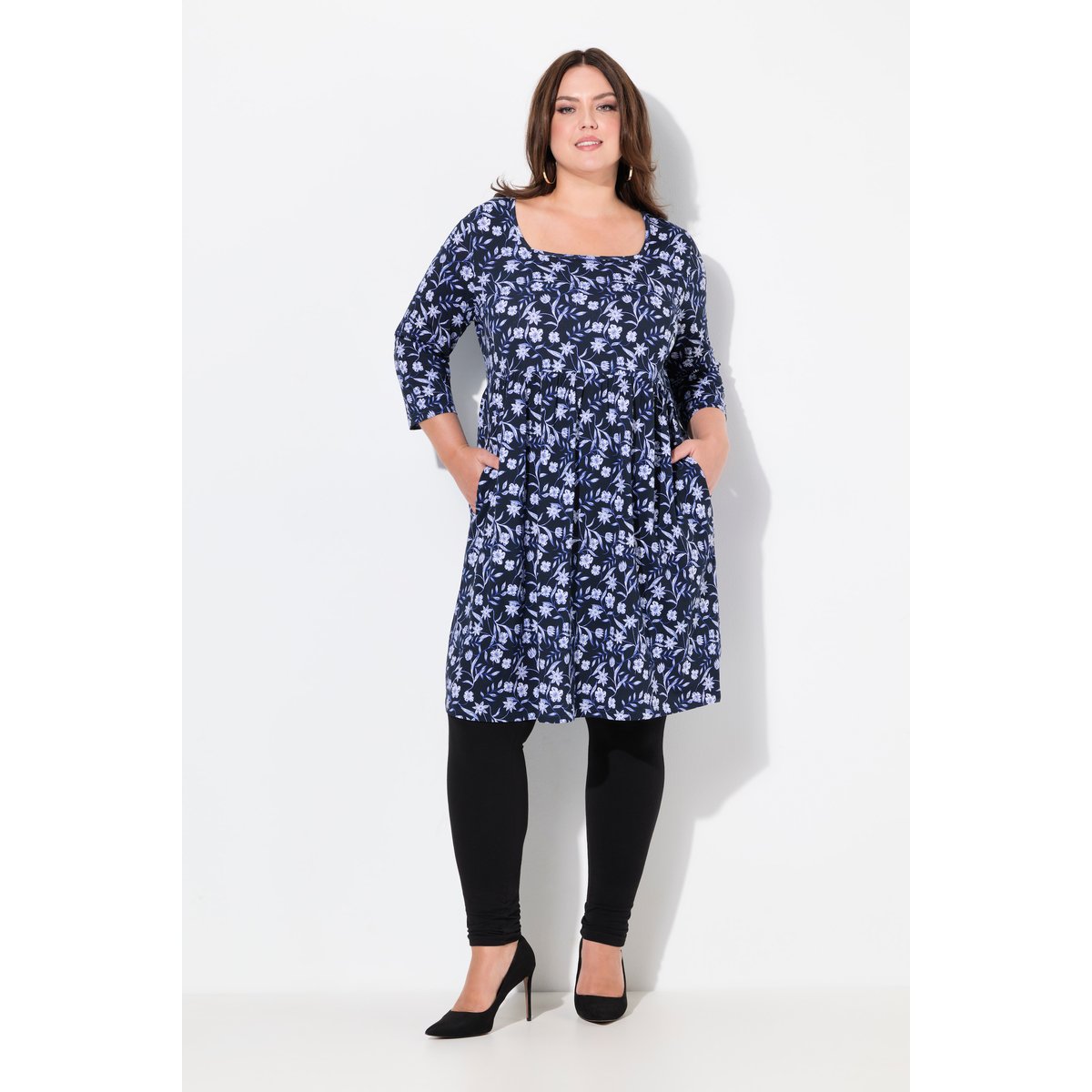T-shirt long motif cachemire marine, ULLA POPKEN
