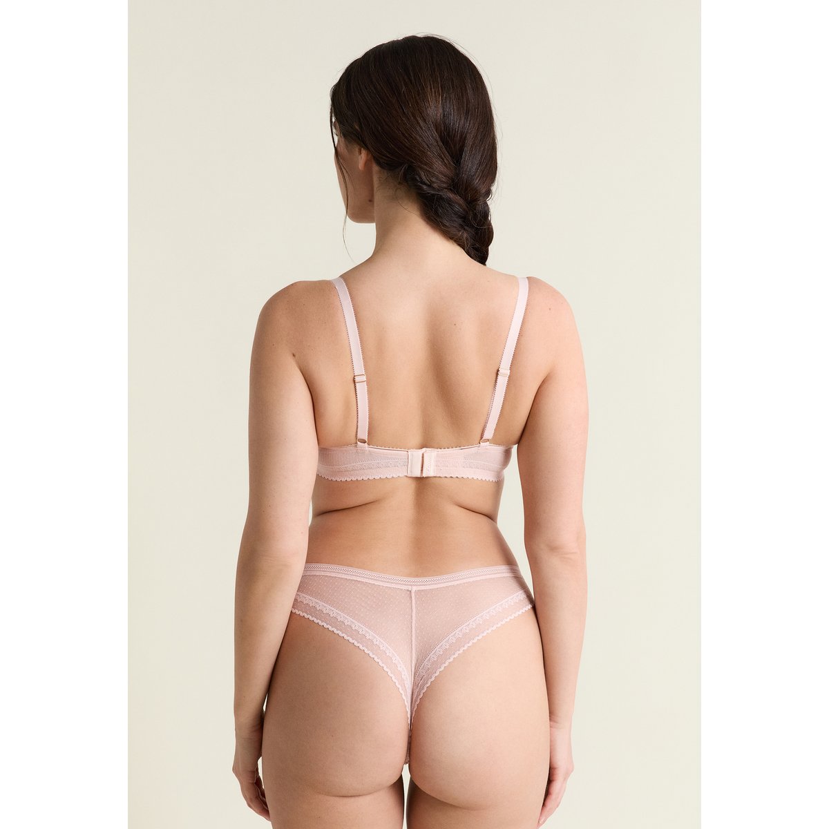 Soutien-gorge triangle sans armatures avec détails en dentelle PURE DREAM rose poudre, ETAM