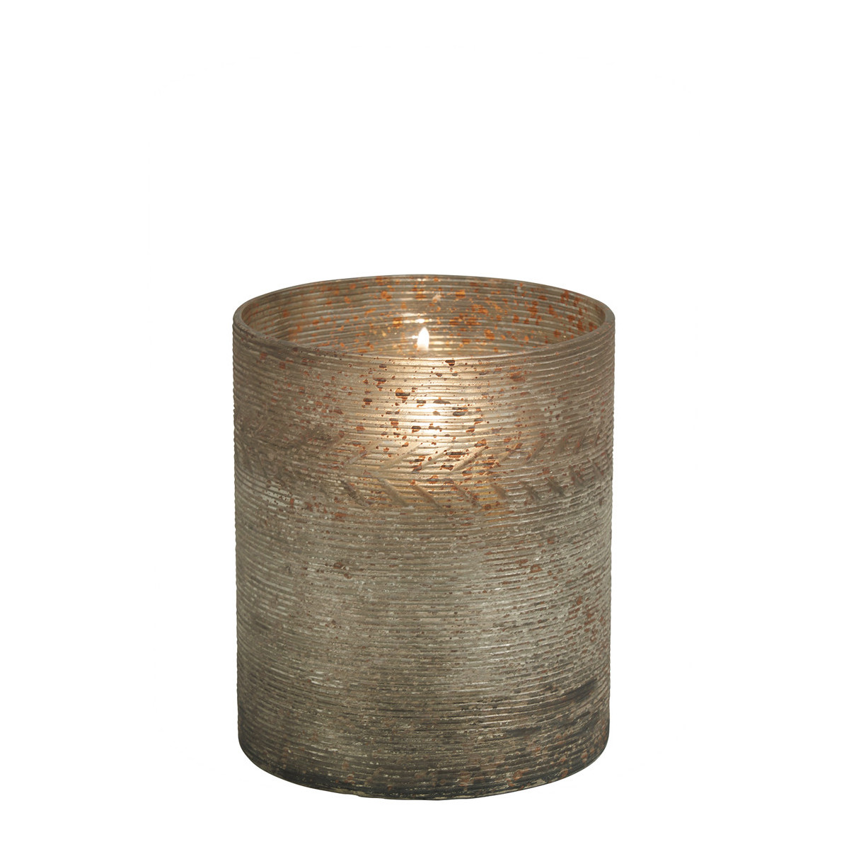 Photophore vase en verre bronze, BLANC D’IVOIRE