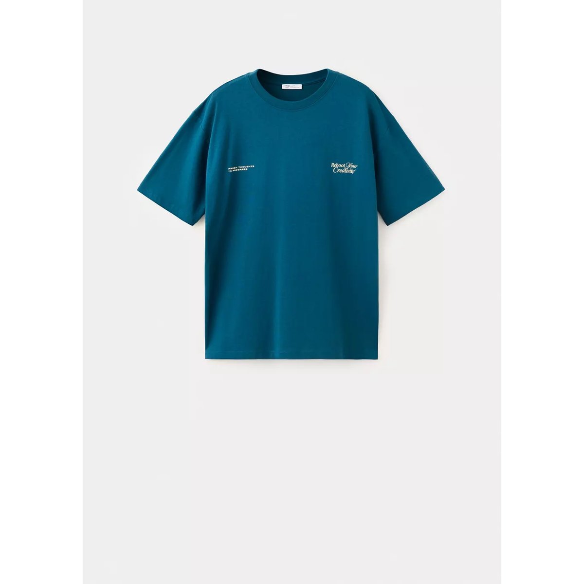 T-shirt texte imprimé bleu pétrole, MANGO TEEN