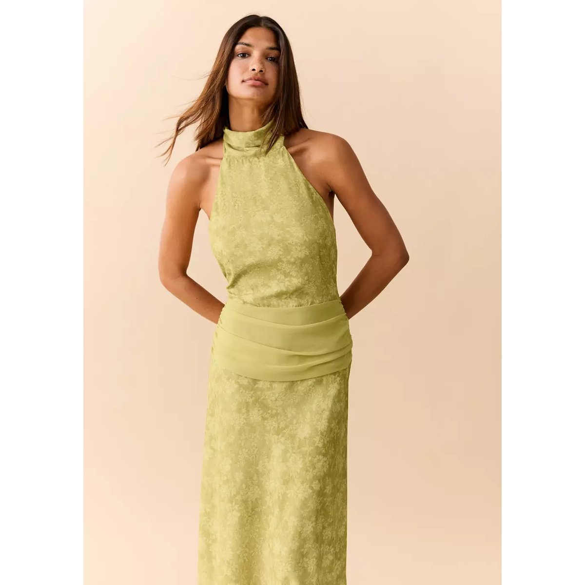 Robe emmanchures américaines dos nu citron vert, MANGO TEEN