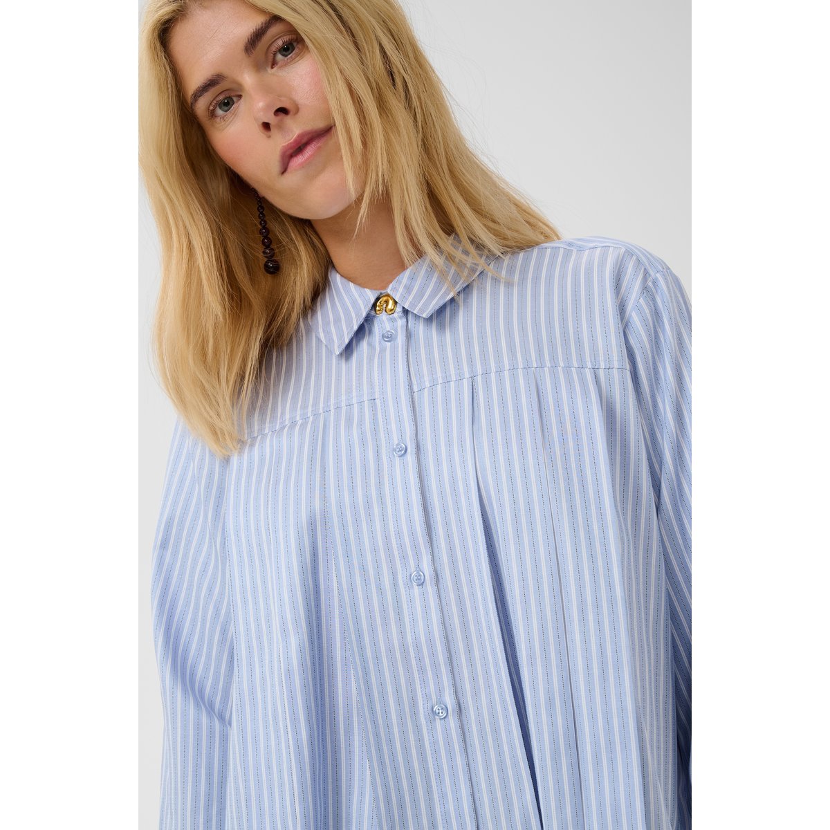 Chemise à manches longues bleu/blanc rayures, CULTURE