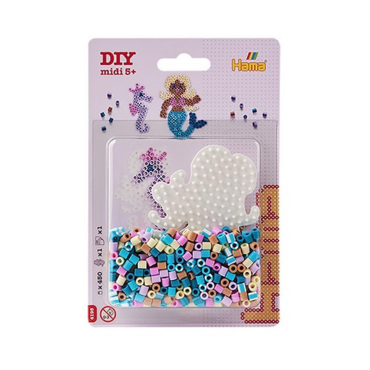Kit blister petit modele - 450 perles sirene couleur unique, HAMA