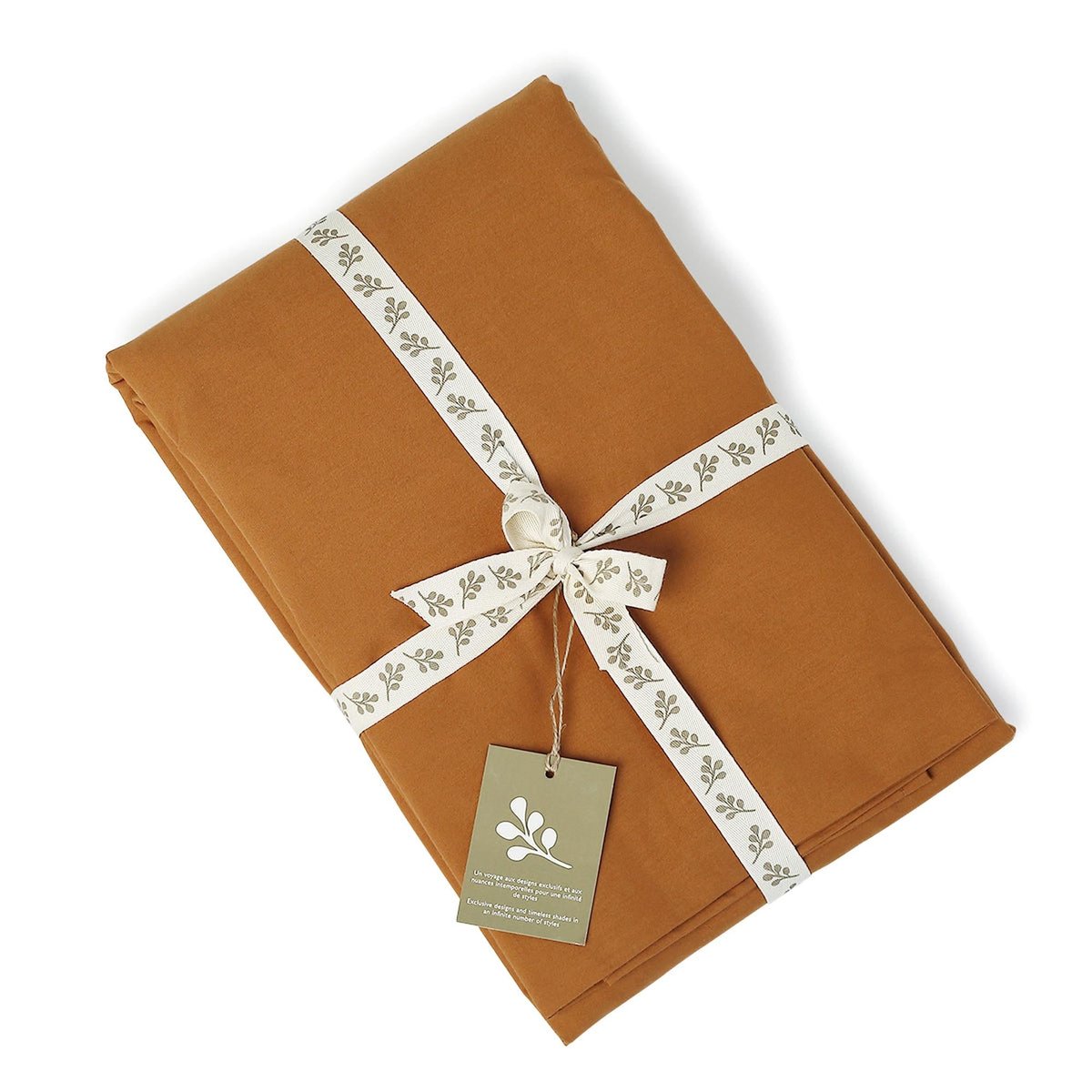 Drap plat percale de coton NINA caramel, FEBRONIE