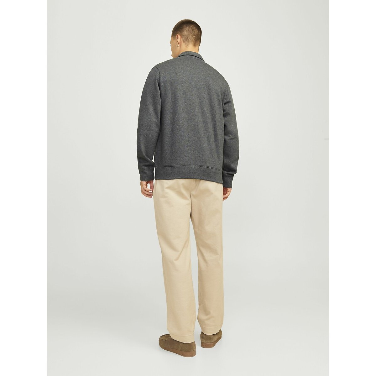 Sweat zippé col montant gris foncé, JACK & JONES