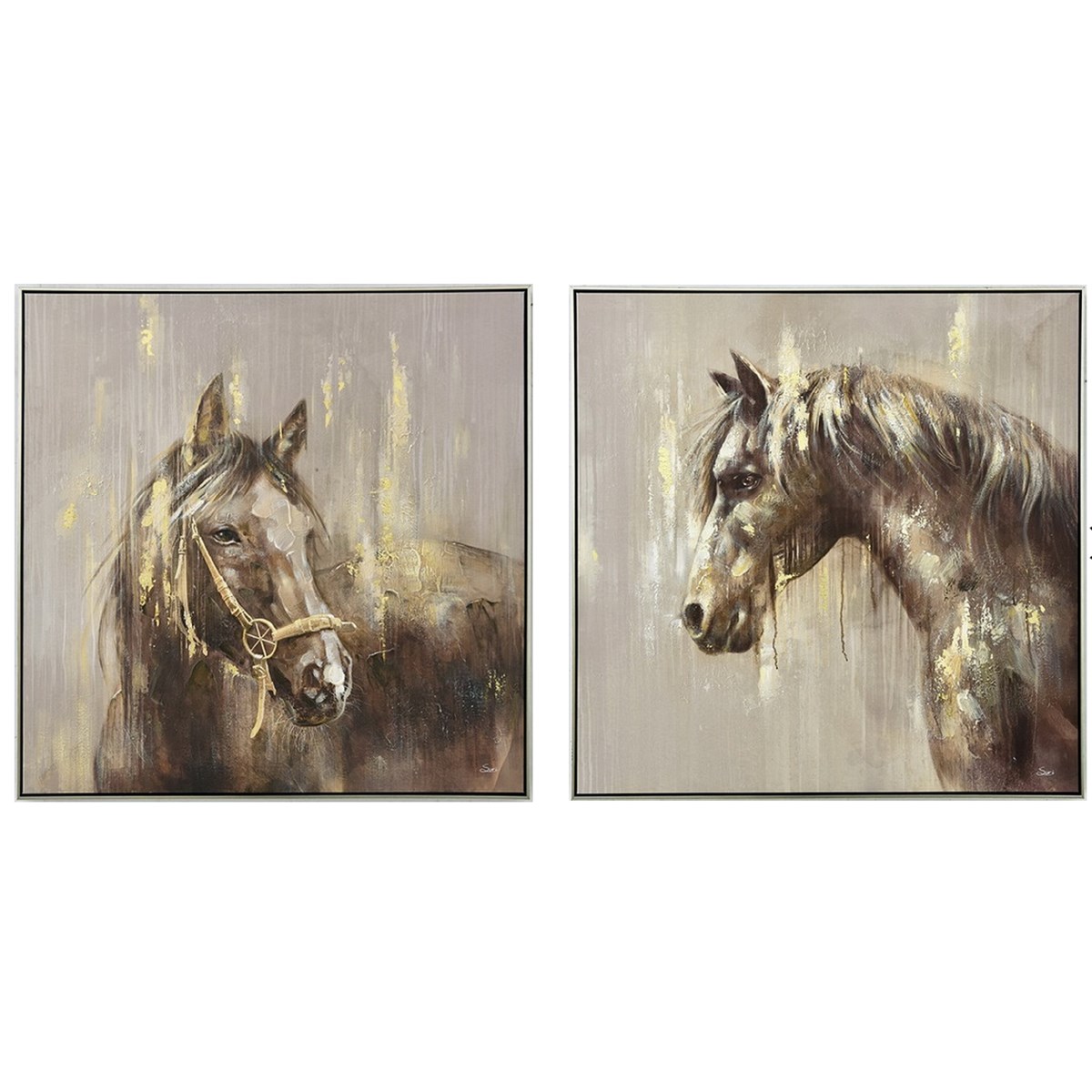 Impression Sur Toile Cadre Argent Cheval marron, NOVATREND