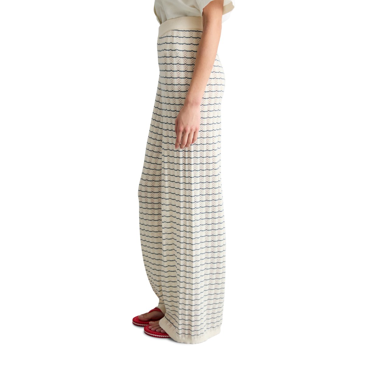 Pantalon en maille large en coton organique blanc, MARC O’POLO DENIM