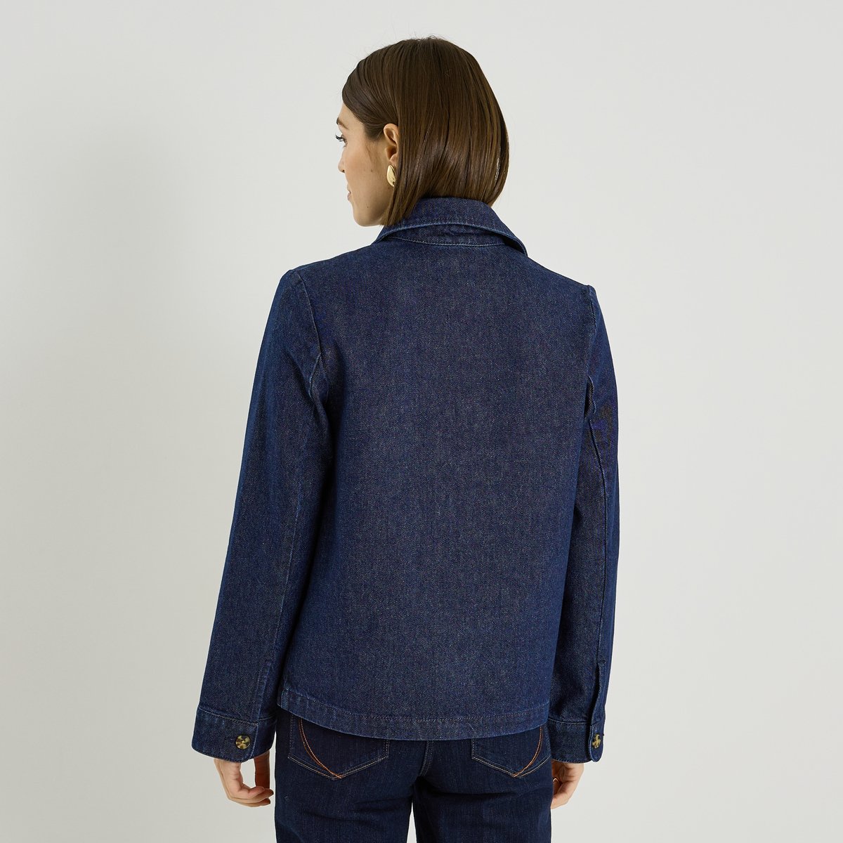 Veste col chemise en denim bleu, GRAIN DE MALICE