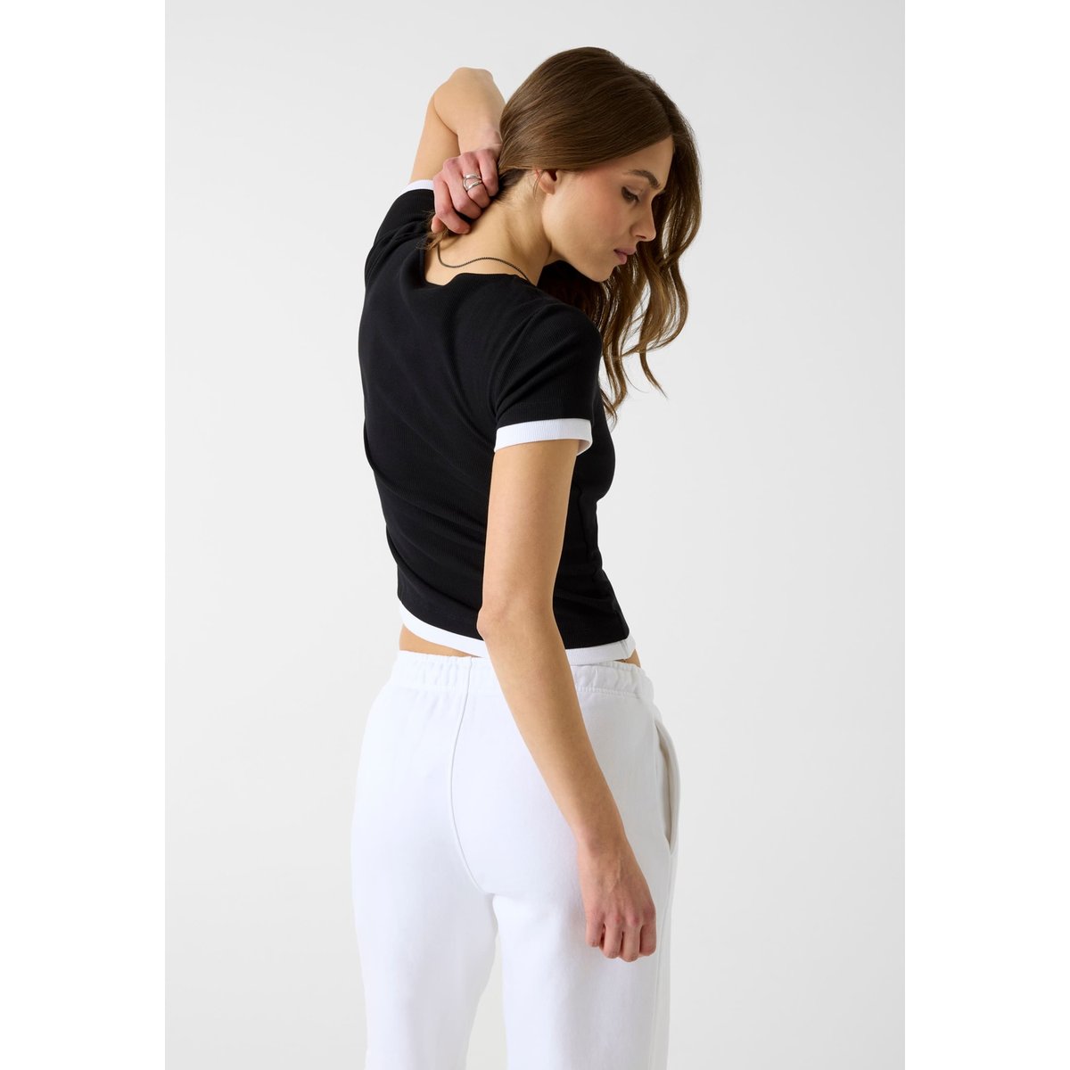 Haut En Maille Côtelée Double noir, GUESS JEANS