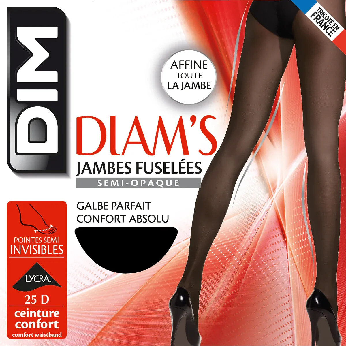 Collant jambes fuselées, semi-opaque 25 deniers noir, DIM