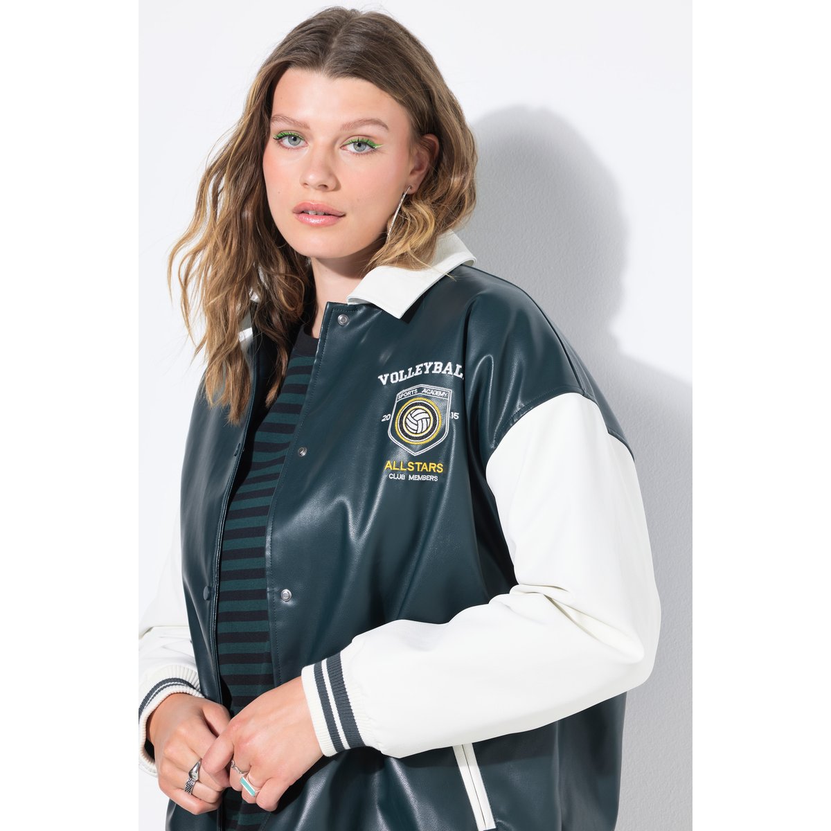 Veste esprit blouson teddy américain vert minuit, STUDIO UNTOLD
