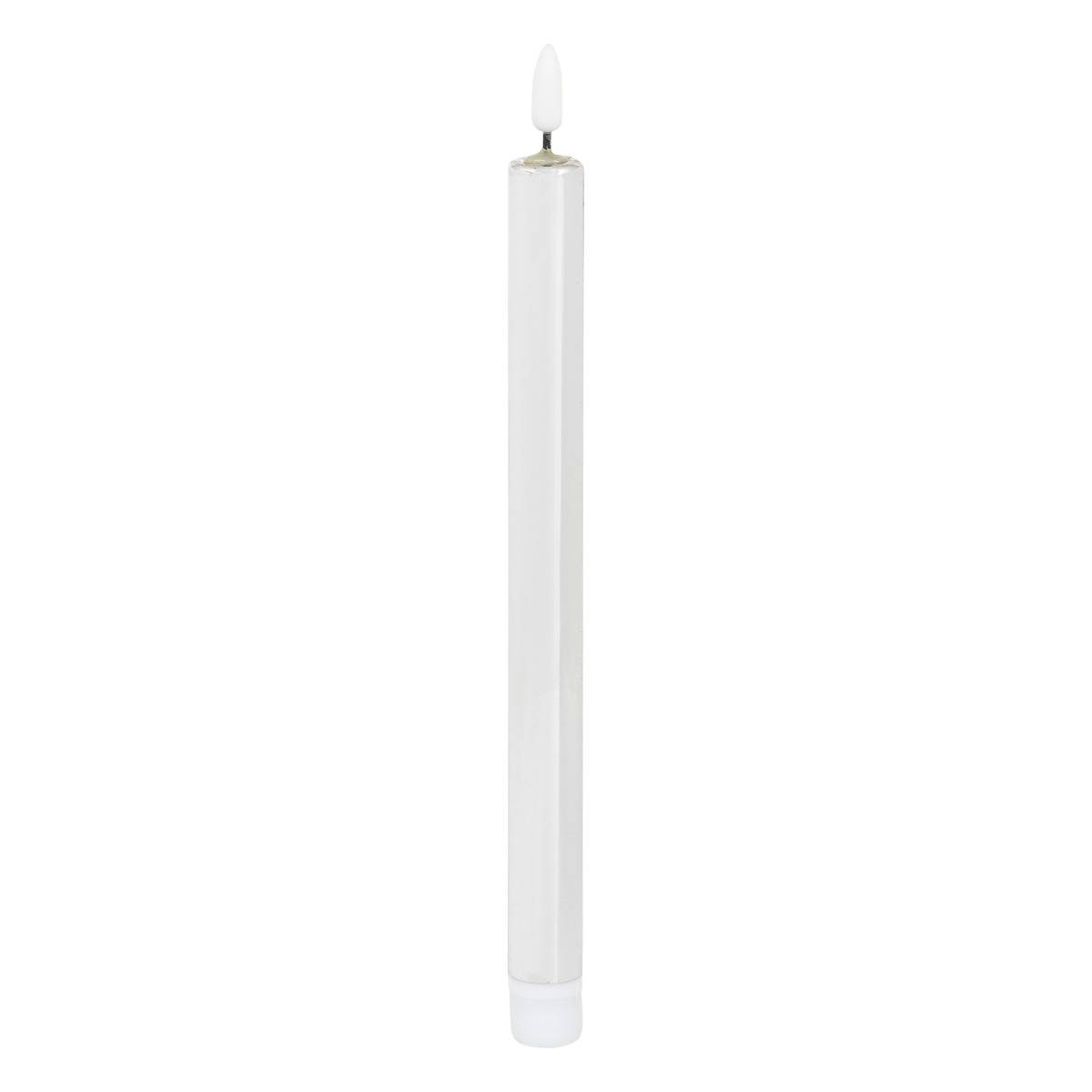 Lot de 2 bougies LED bâton métal rouge argent, FEERIC LIGHTS & CHRISTMAS