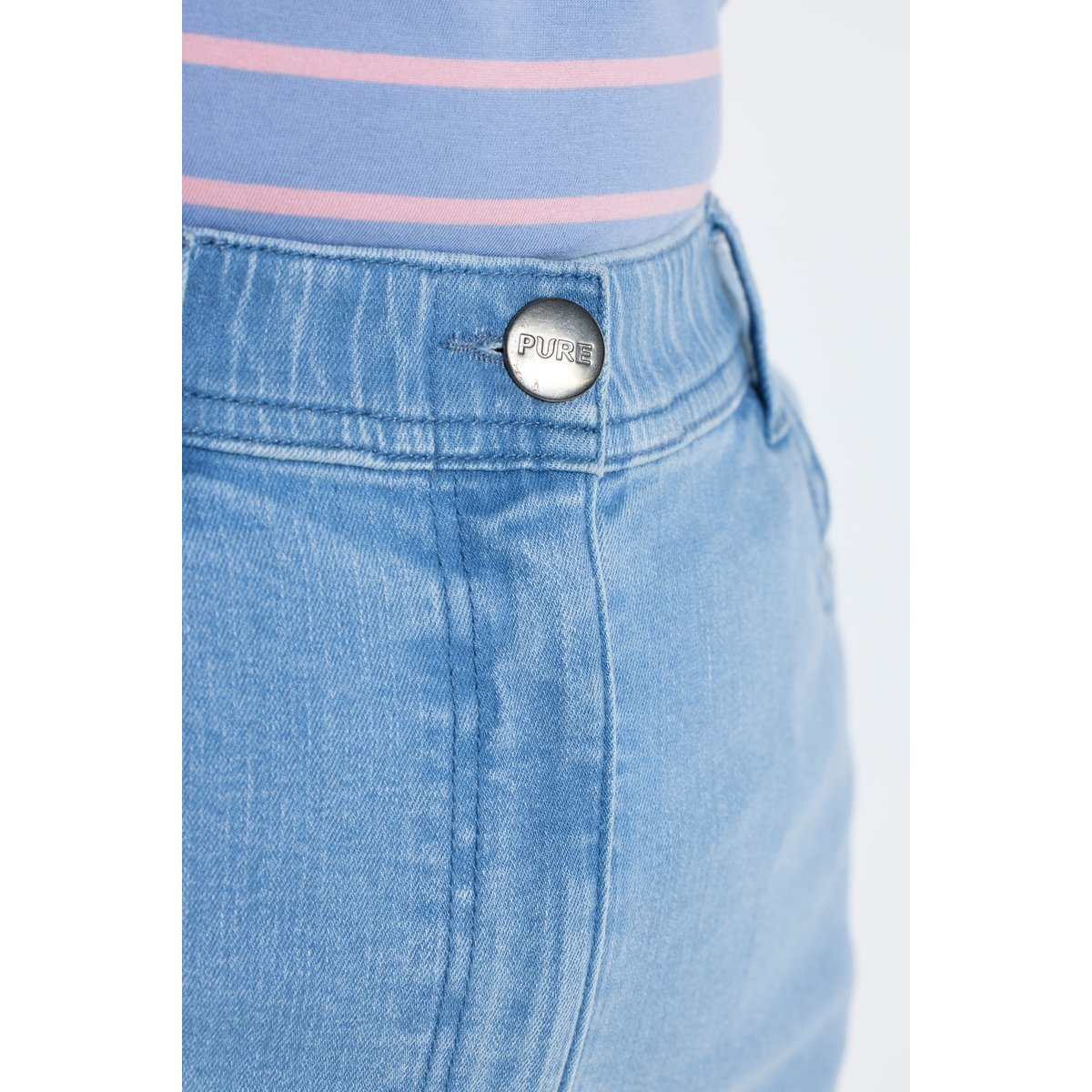 Jupe en jean de coton bio, fente d'aisance bleu jean, ULLA POPKEN