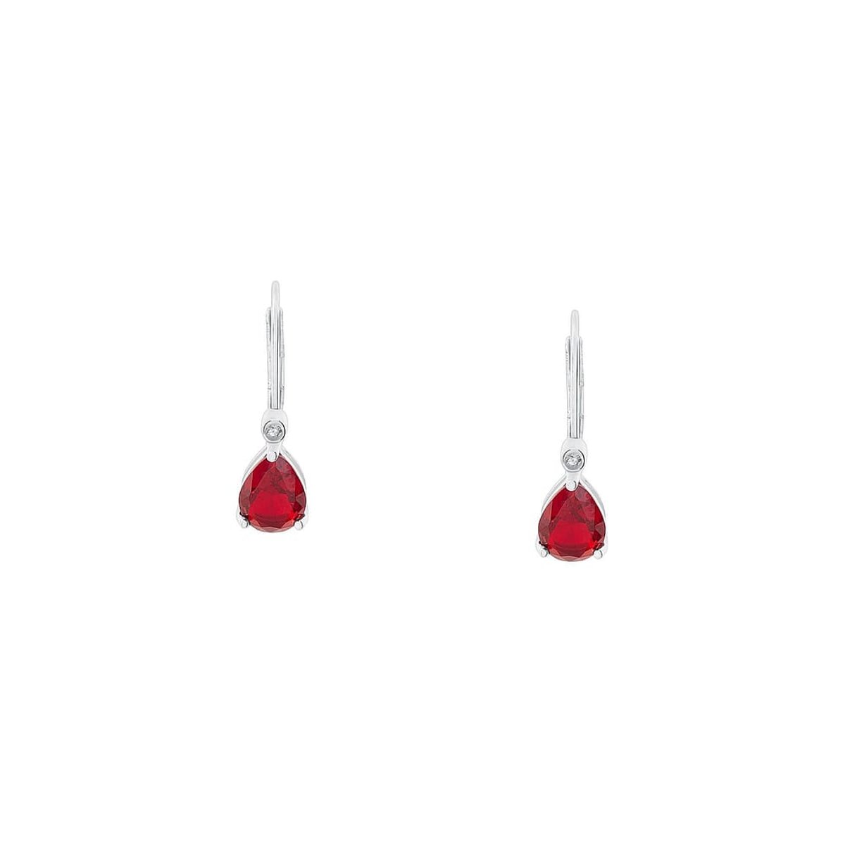 Boucles d'oreilles en Argent/oxyde de zirconium De Zirconium et Oxyde de zirconium argent et rouge, CLEOR