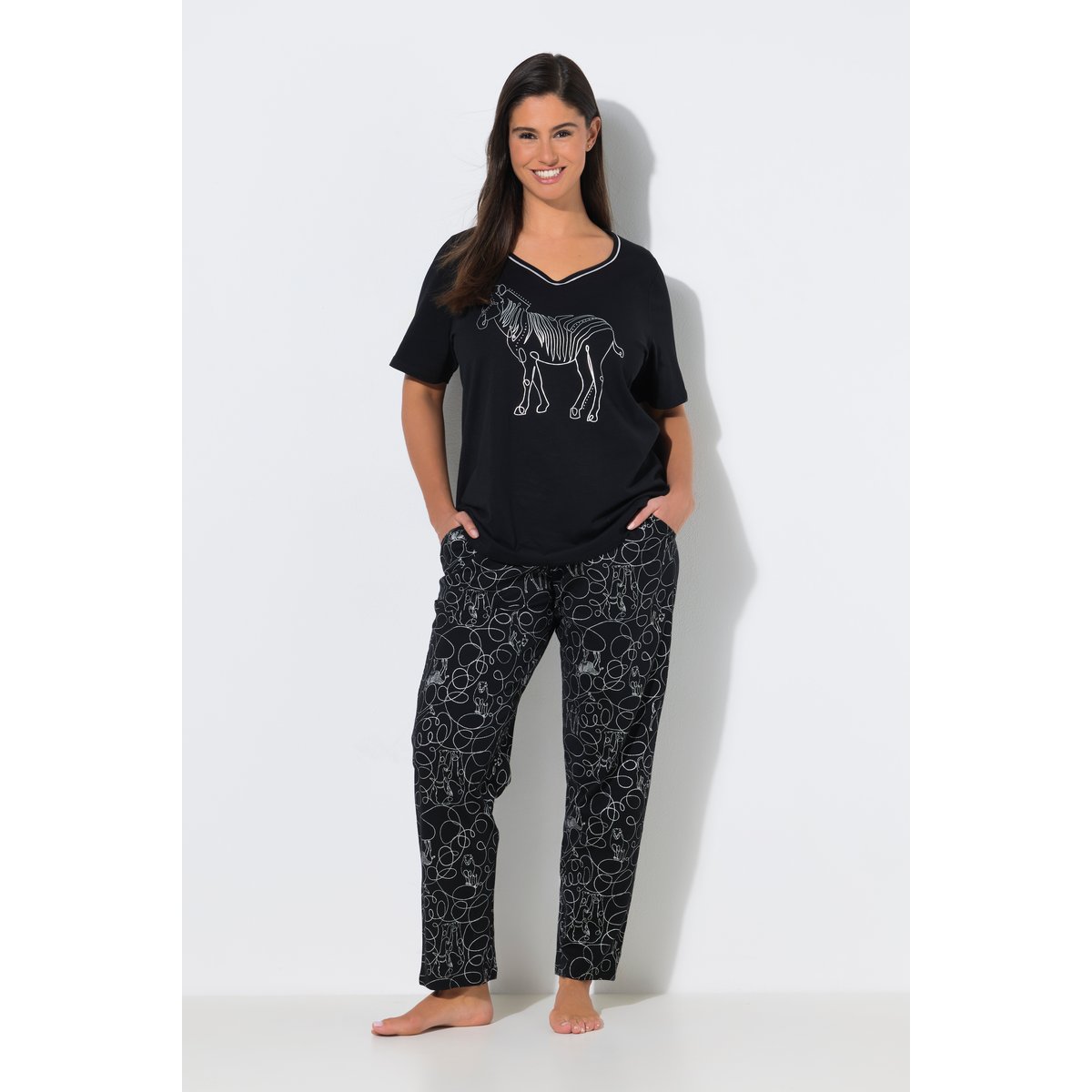Pyjama, motif zèbre noir, ULLA POPKEN