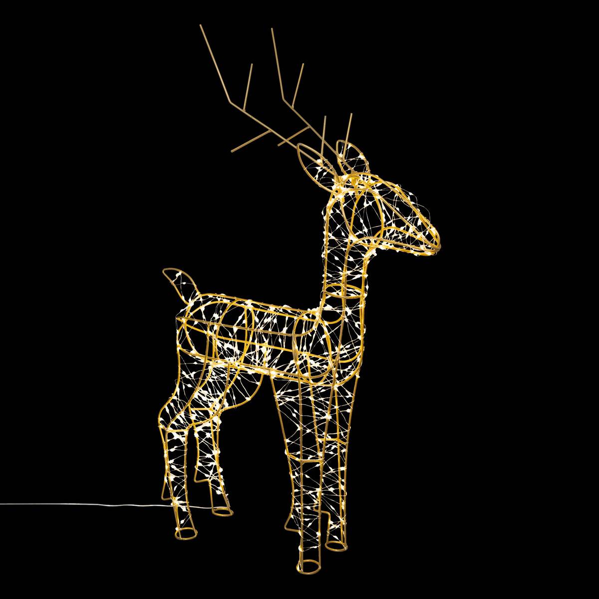 Décoration intérieure renne 600 LED H75 cm doré doré, FEERIC LIGHTS & CHRISTMAS