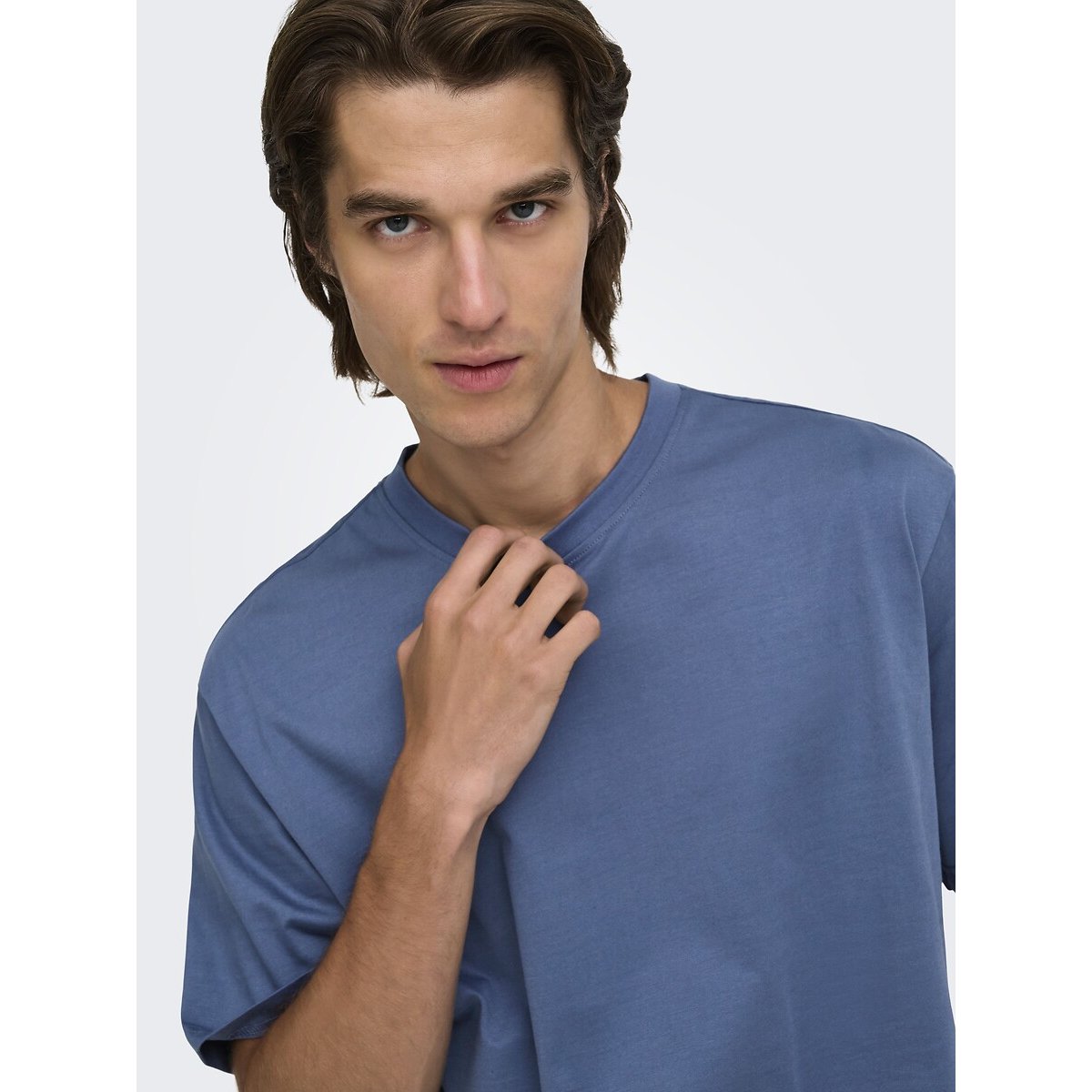 T-shirt ampia girocollo blu vintage, ONLY & SONS