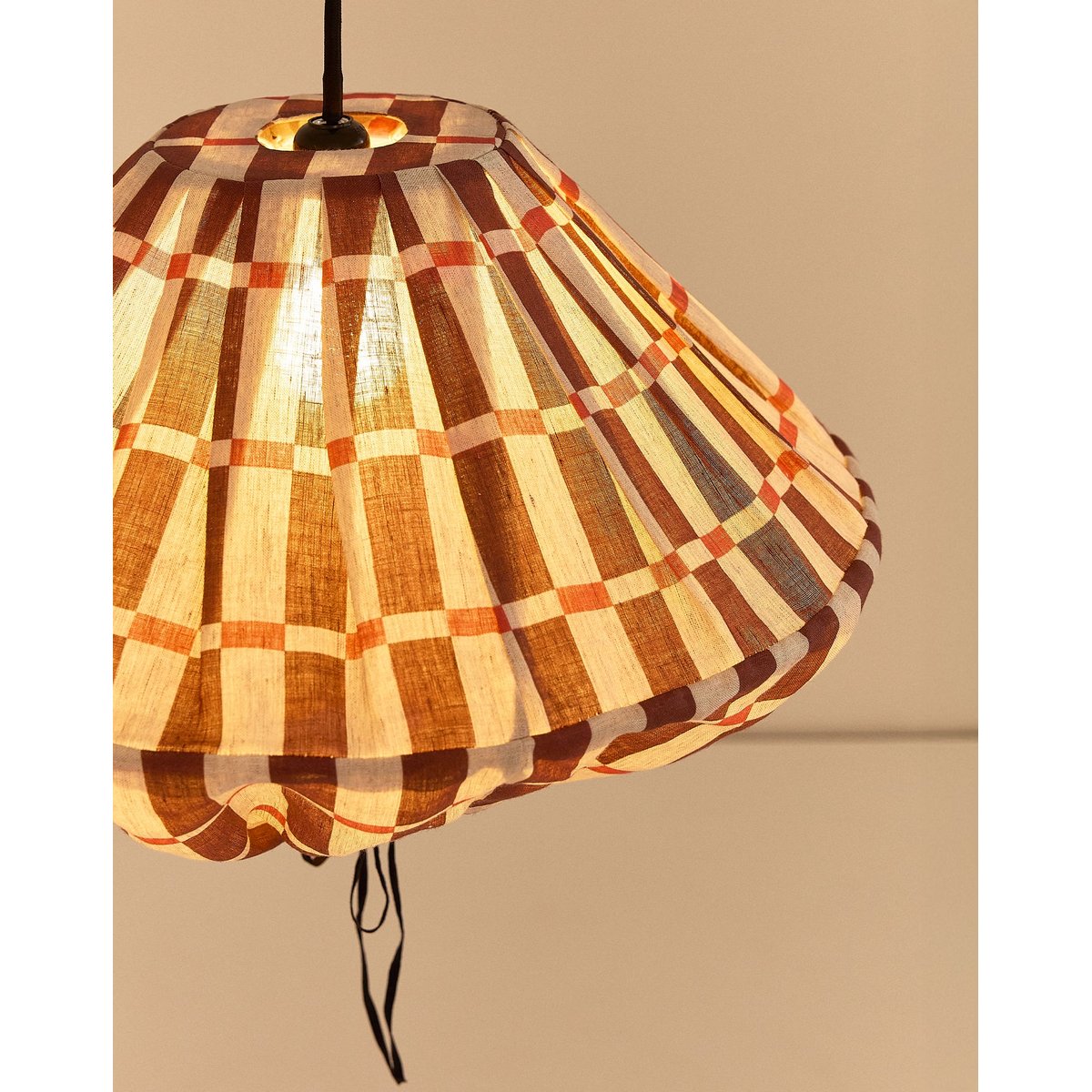 Abat-jour pour suspension en lin français diam. 50cm Yumi maroon red mosaic, NOBODINOZ