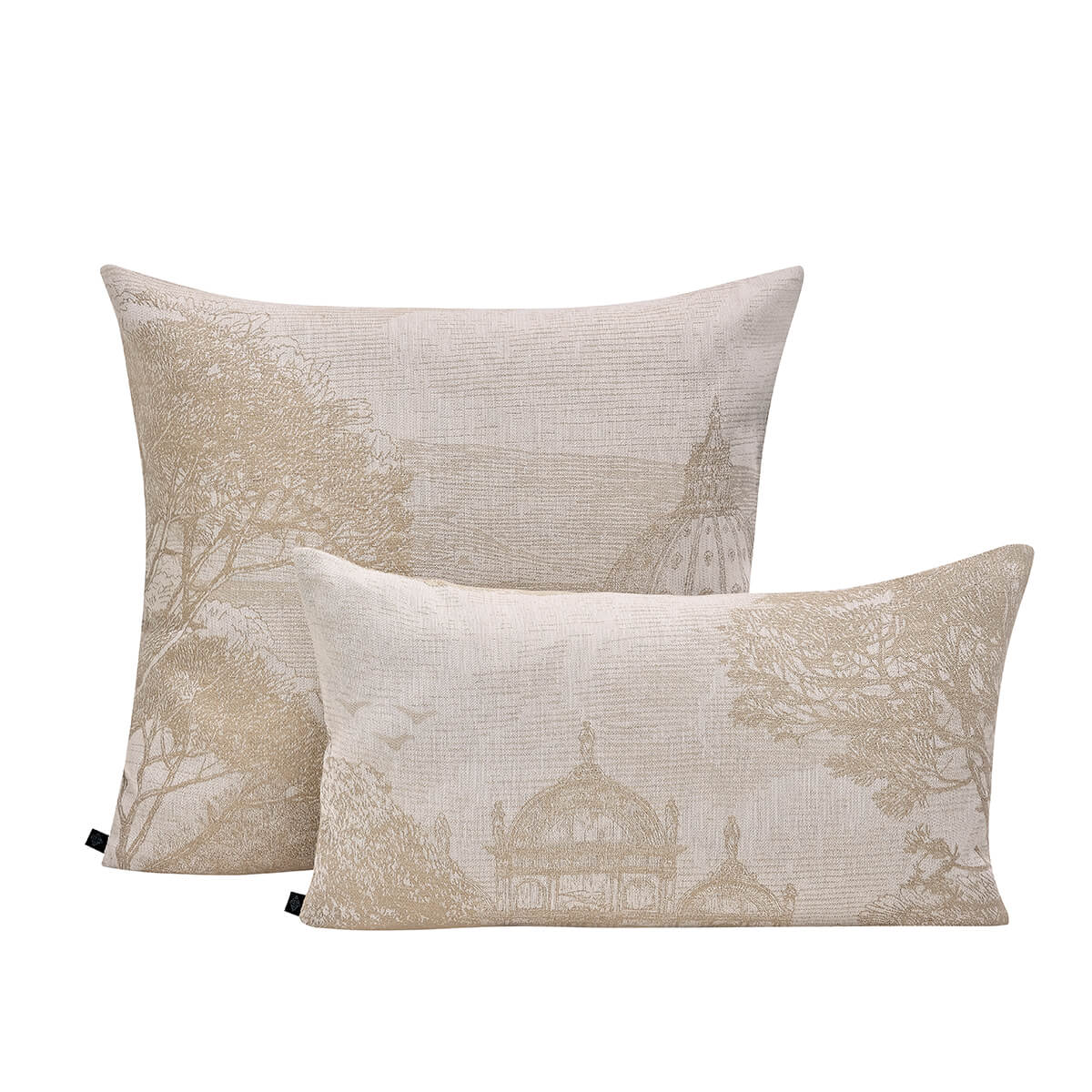 Housse de coussin en Coton/Lin, SYMPHONIE sépia, LE JACQUARD FRANCAIS