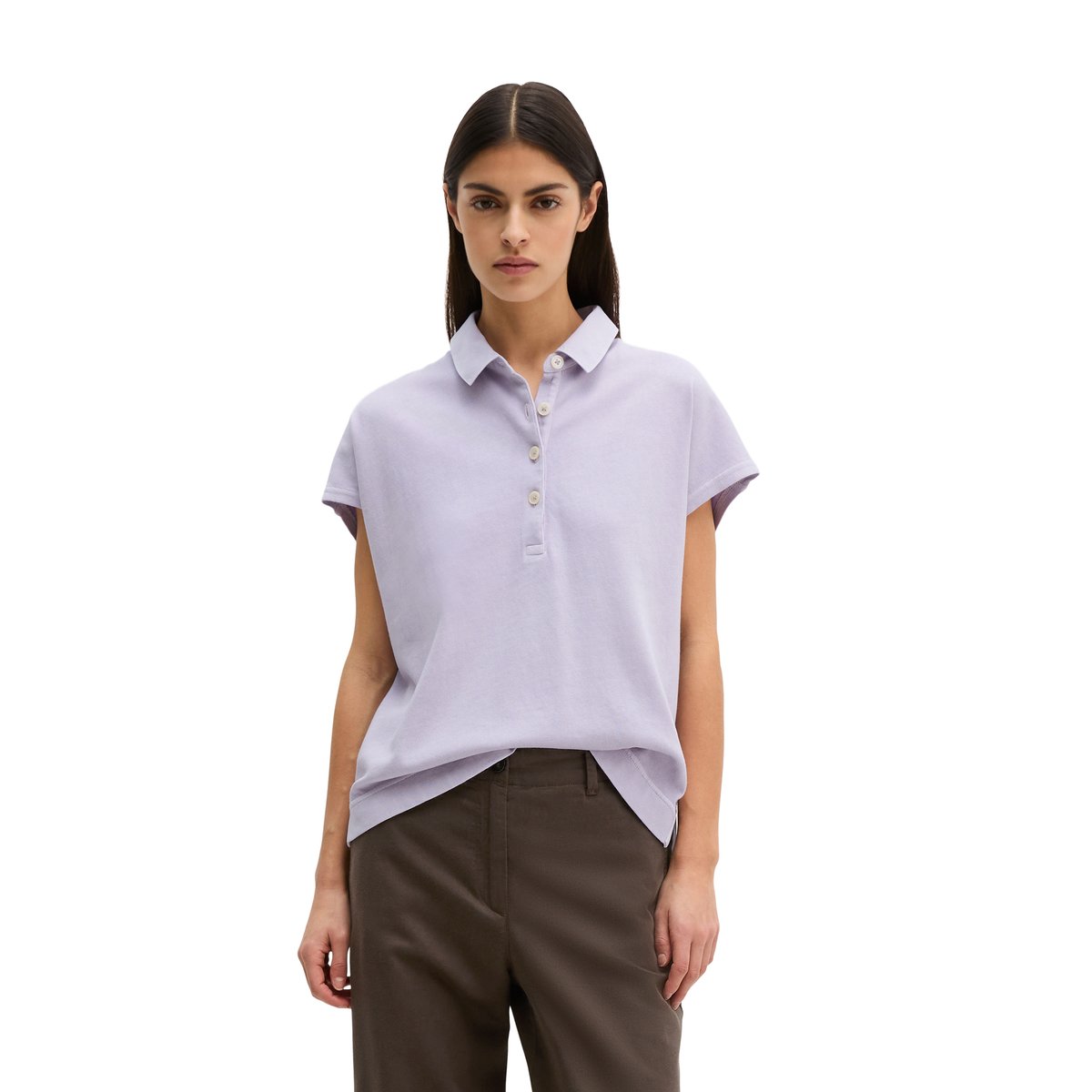 Polo loose en single jersey doux flieder, MARC O'POLO