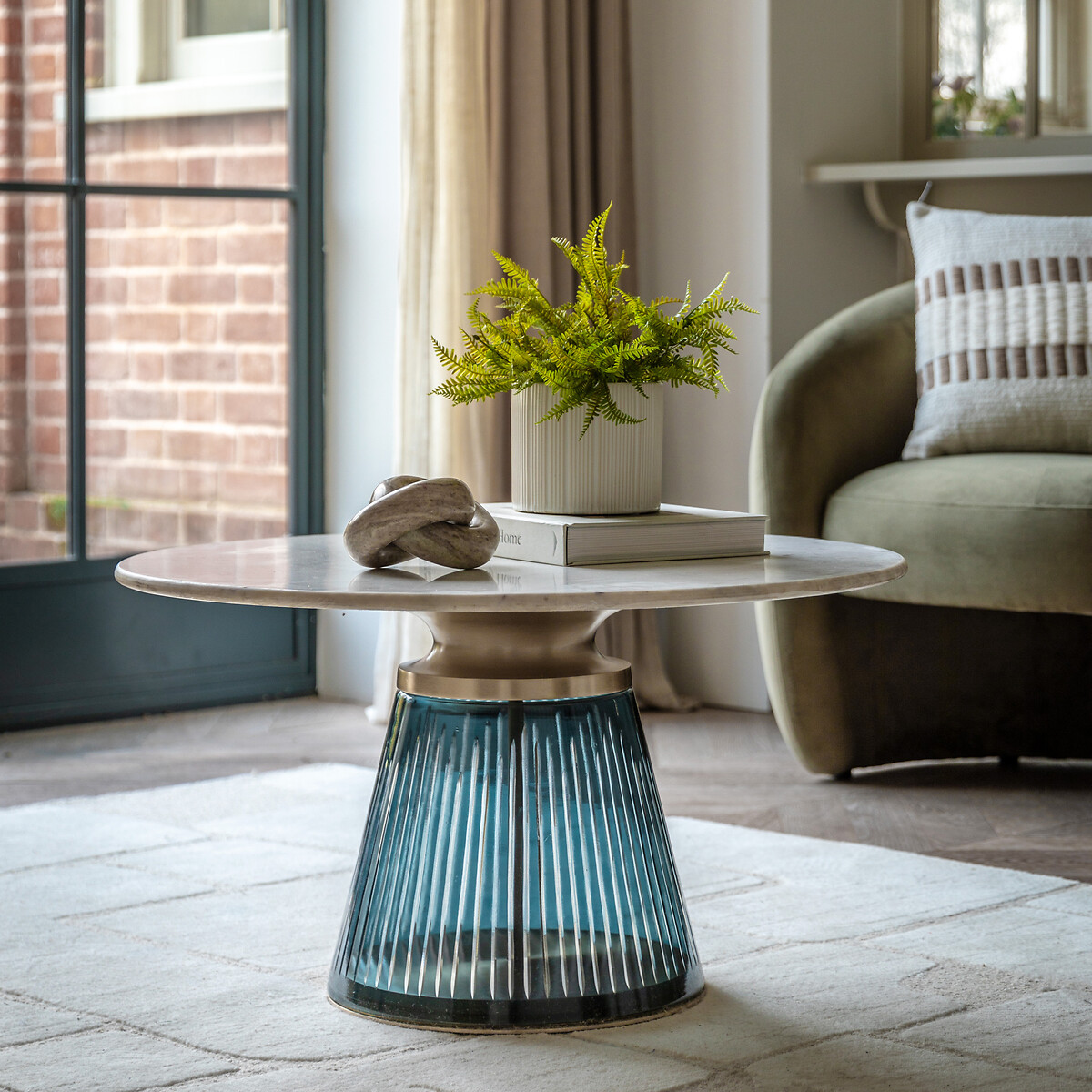 Spencer Glass & Marble Coffee Table blue, SO'HOME