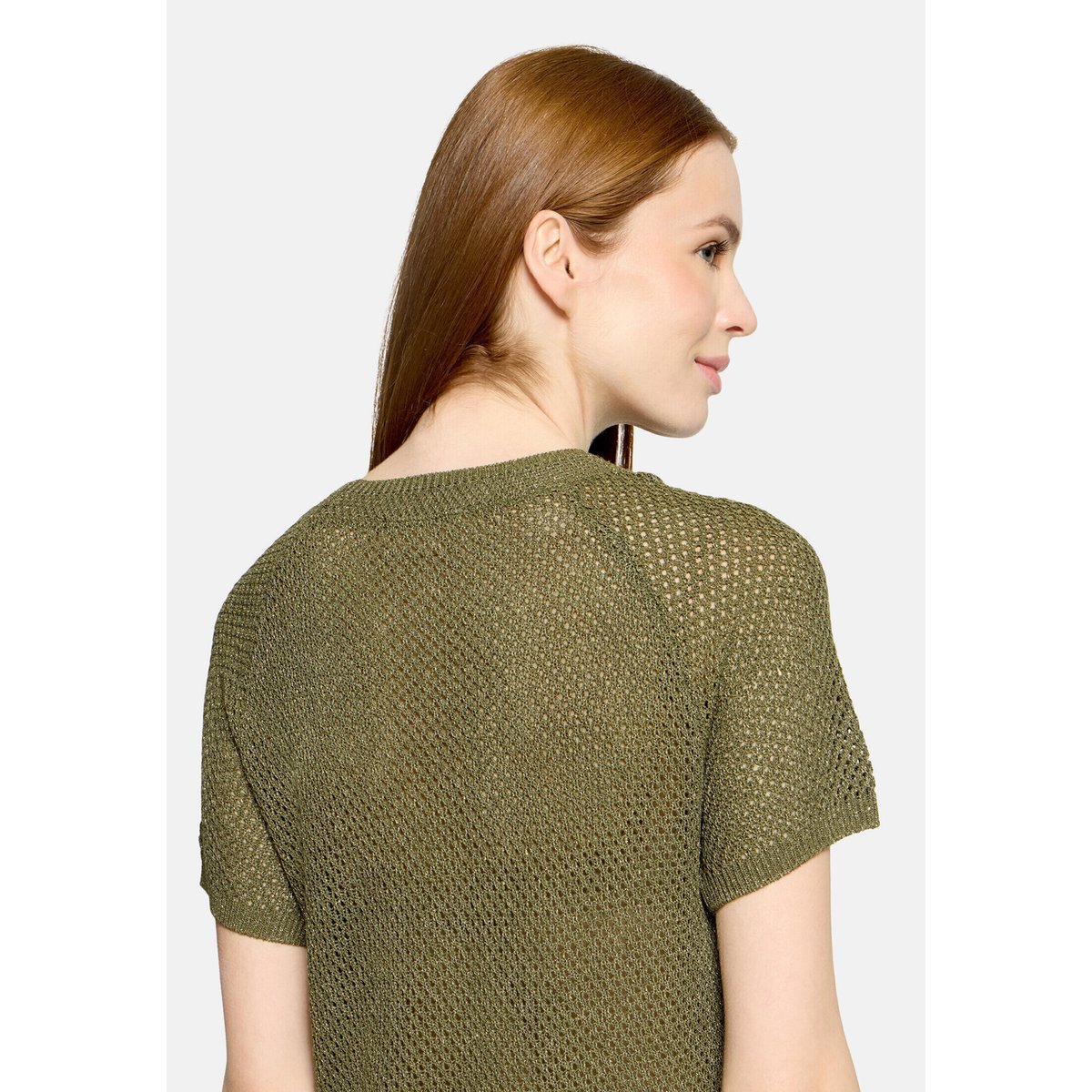 Pull-over en maille à encolure ronde khaki/gold, CARTOON