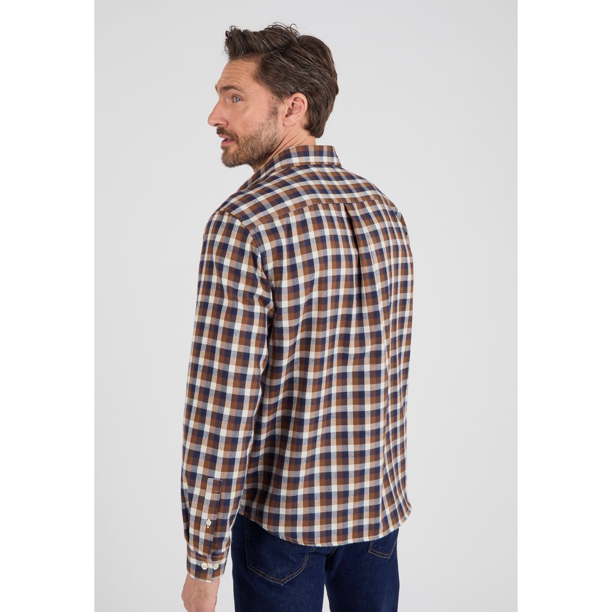 Chemise en flanelle à carreaux Thermolactyl bleu carreaux marron, DAMART