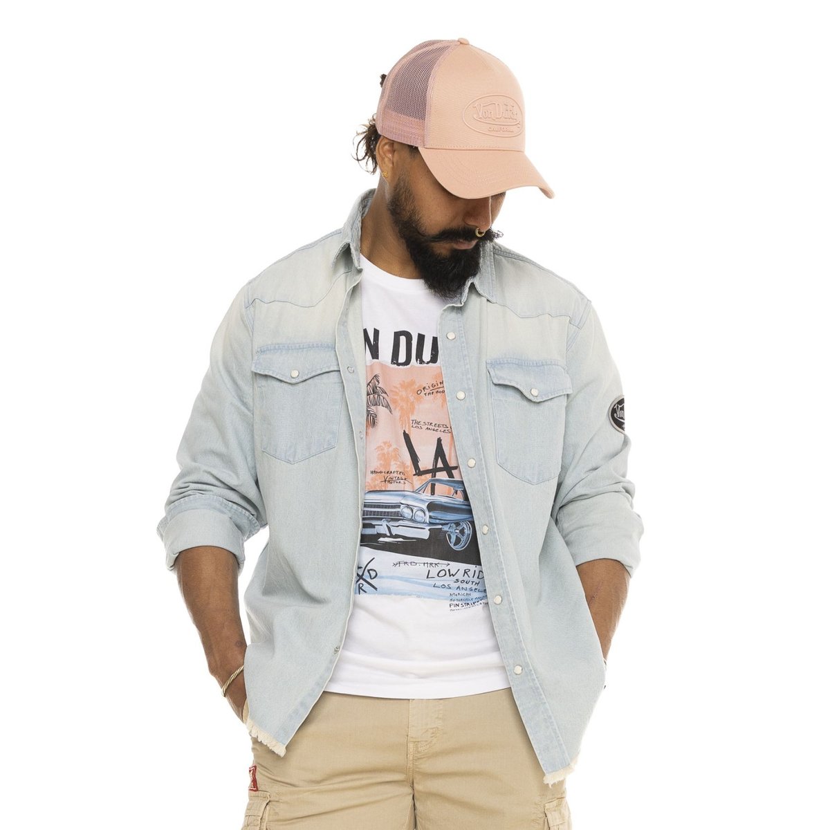 Chemise coton DEM bleu/blanc, VON DUTCH