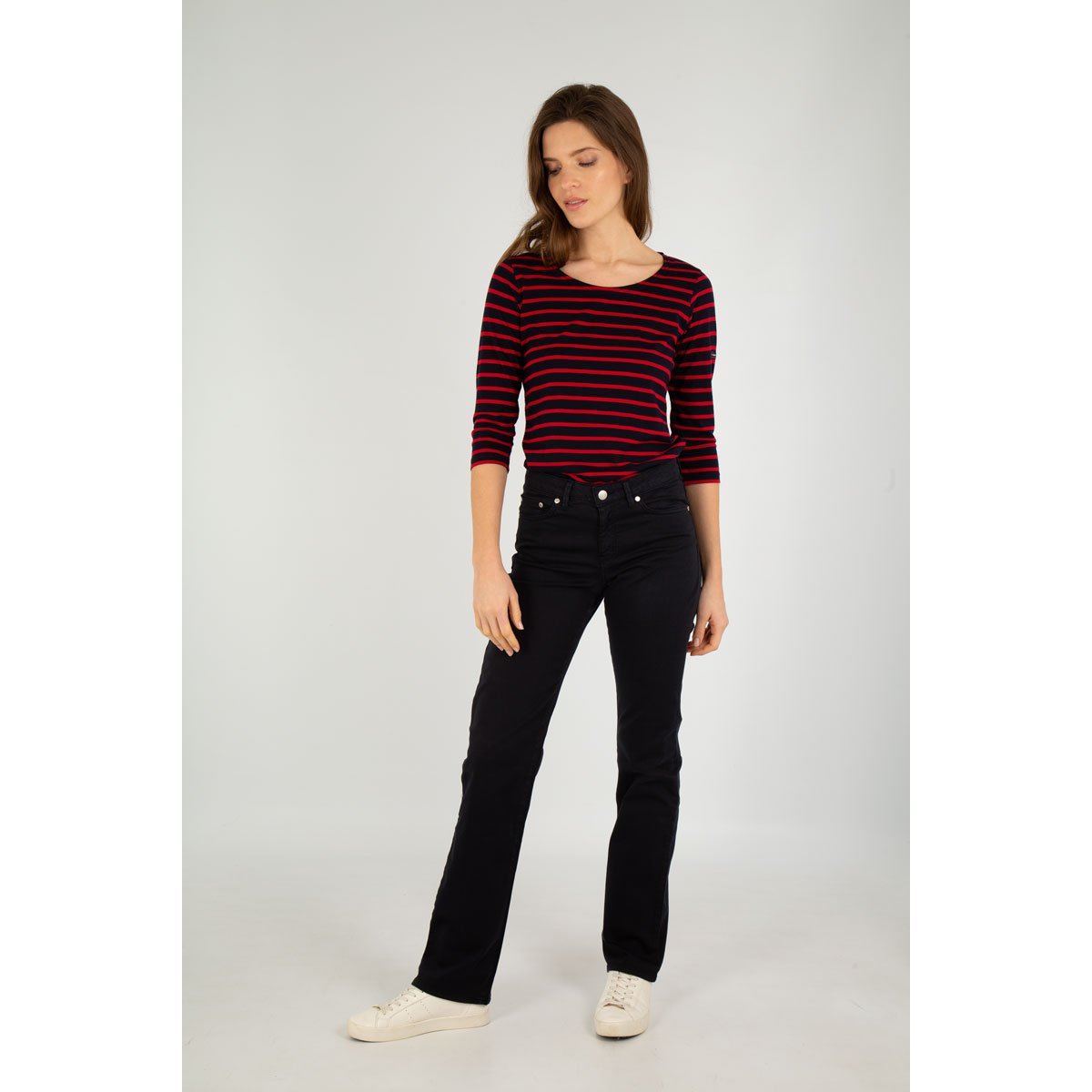 Marinière manches 3/4 - coton léger rich navy/braise, ARMOR-LUX