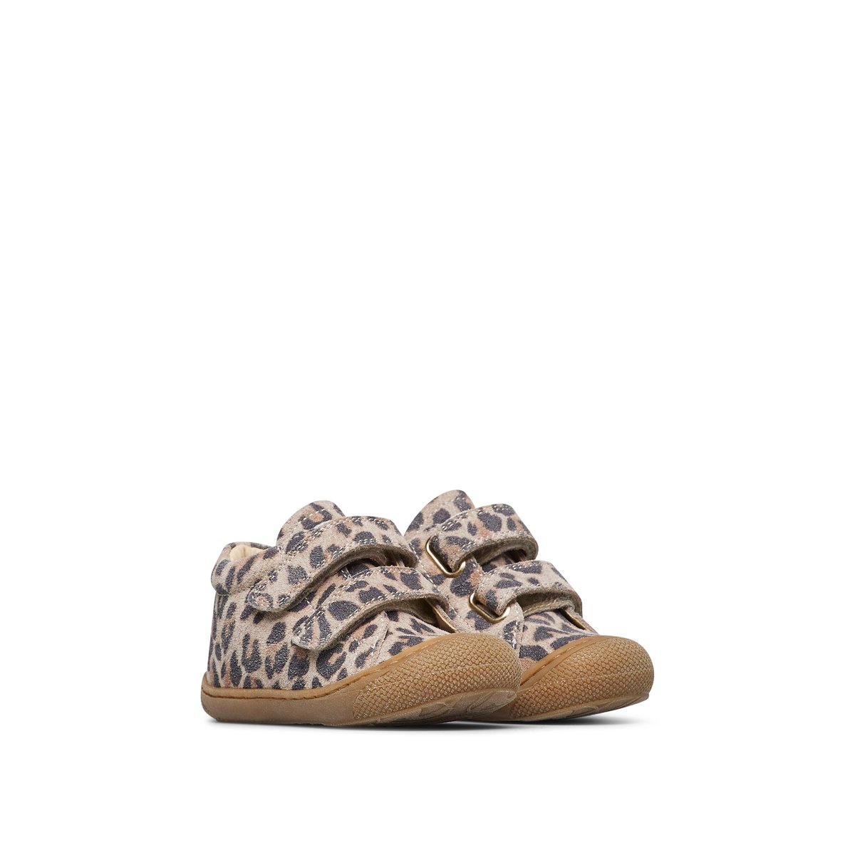 Chaussons premiers pas en suède imprimé léopard COCOON VL beige-, NATURINO
