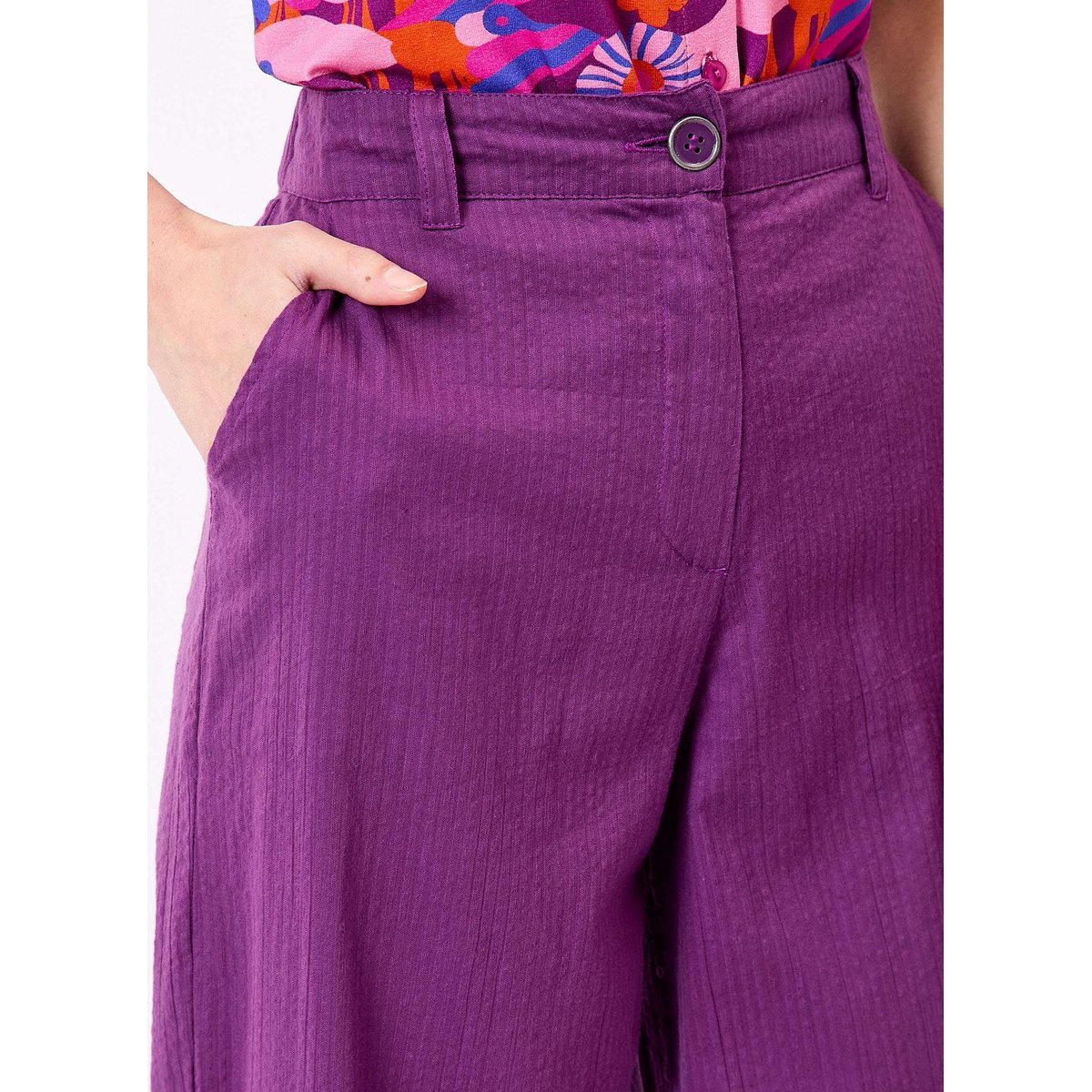 Pantalon large coton gaufré RUFUS violet rufus, PRINCESSE NOMADE