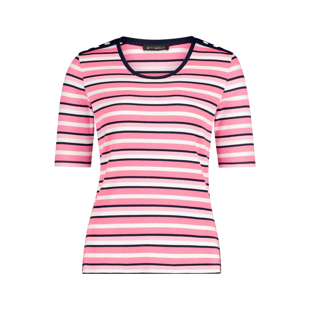 T-shirt basique de texture côtelée pink/dark blue, BETTY BARCLAY