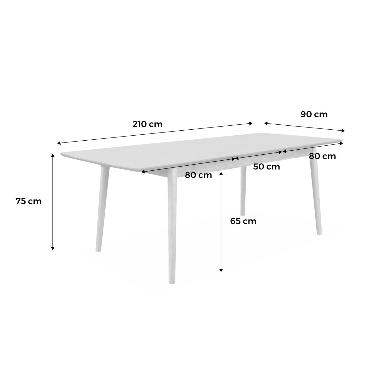 Table à manger extensible Lina 6 à 8 places naturel, SWEEEK