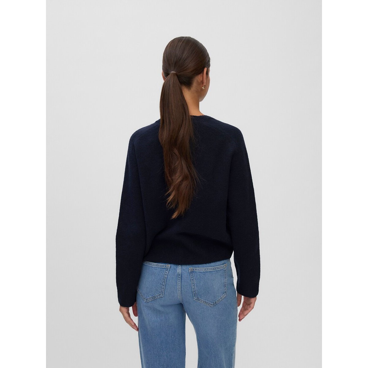 Long Sleeve Crew Neck Cardigan navy blue, VERO MODA