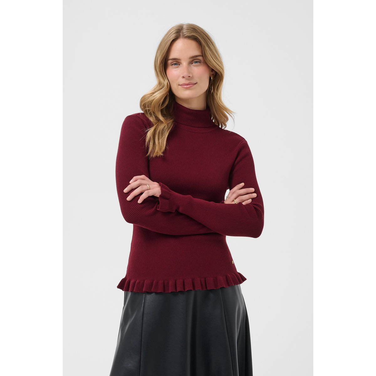 Pullover tricoté rouge cabernet, CREAM