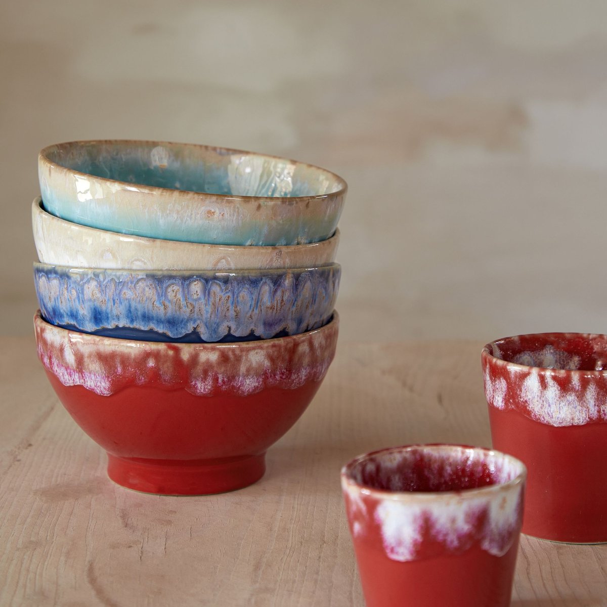 Set 4 bols 15 LATTE BOWLS aqua, COSTA NOVA