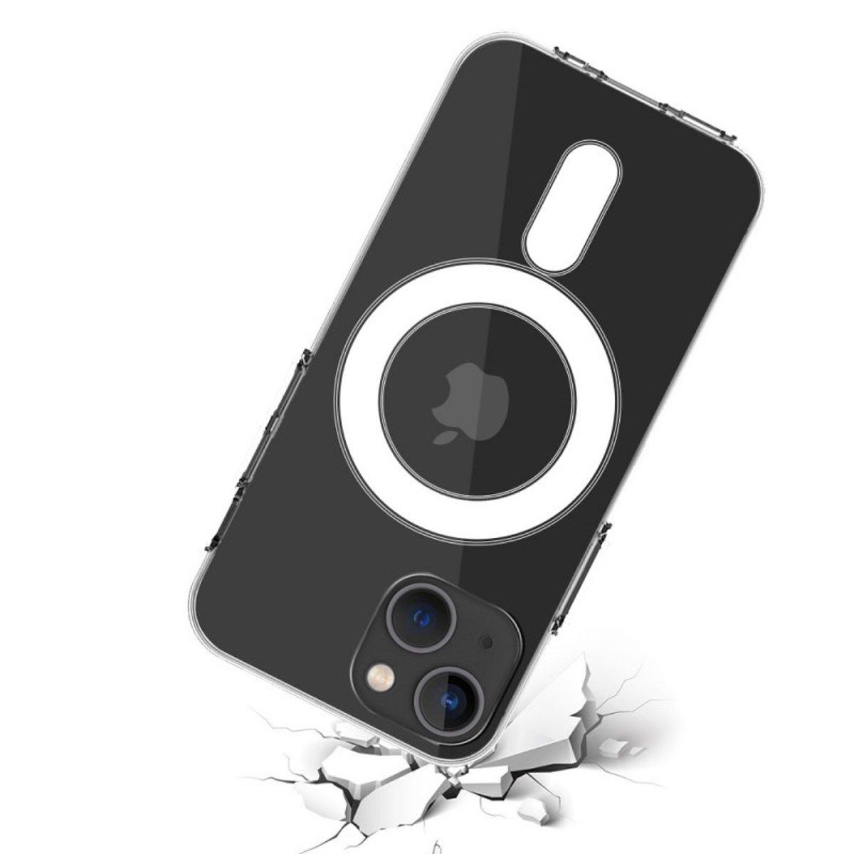 Coque Anti-choc compatible Magsafe pour iPhone 13 Mini Transparente + 2 vitres transparent, EVETANE