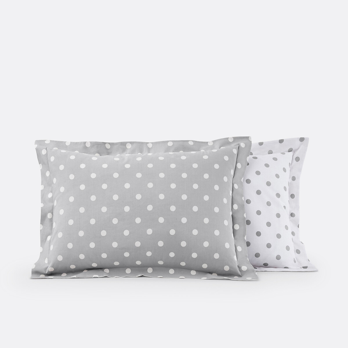Funda de almohada 100% algodón con estampado de lunares, Clarisse gris/blanco, LA REDOUTE INTERIEURS