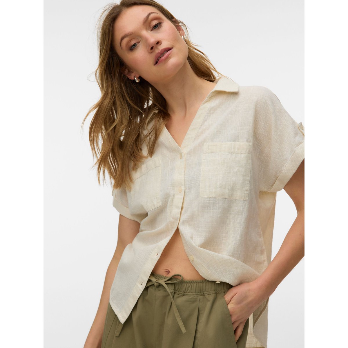 Chemise beige - silver lining 1, VERO MODA