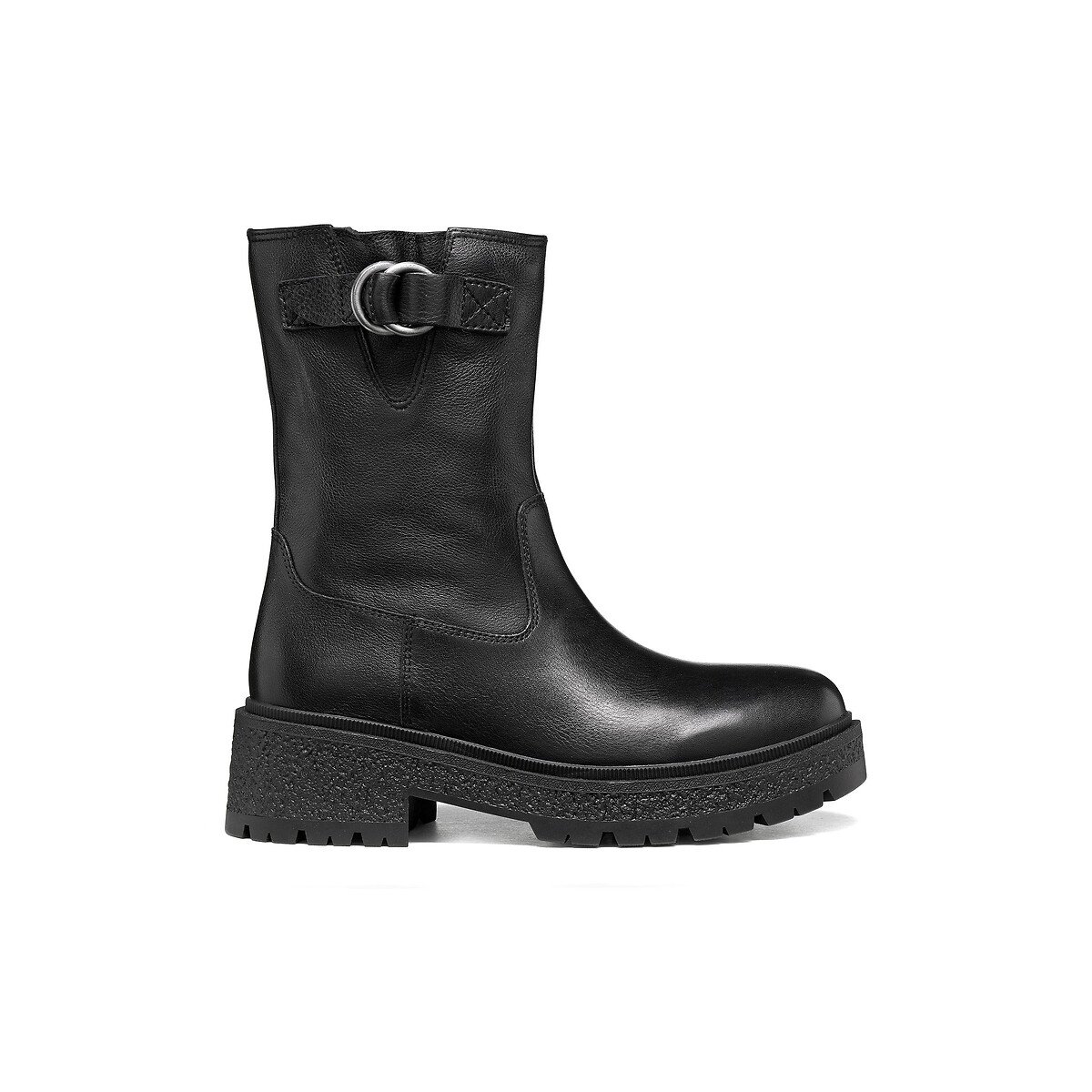 Botas de cano médio em pele, EIVETTE preto, GEOX