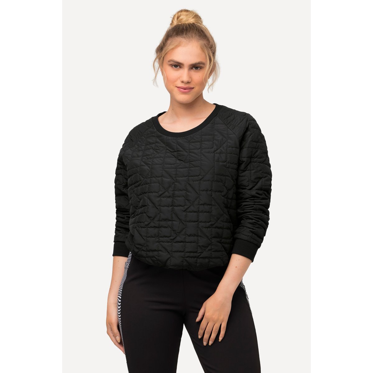 Sweat-shirt à col rond et manches longues noir, ULLA POPKEN