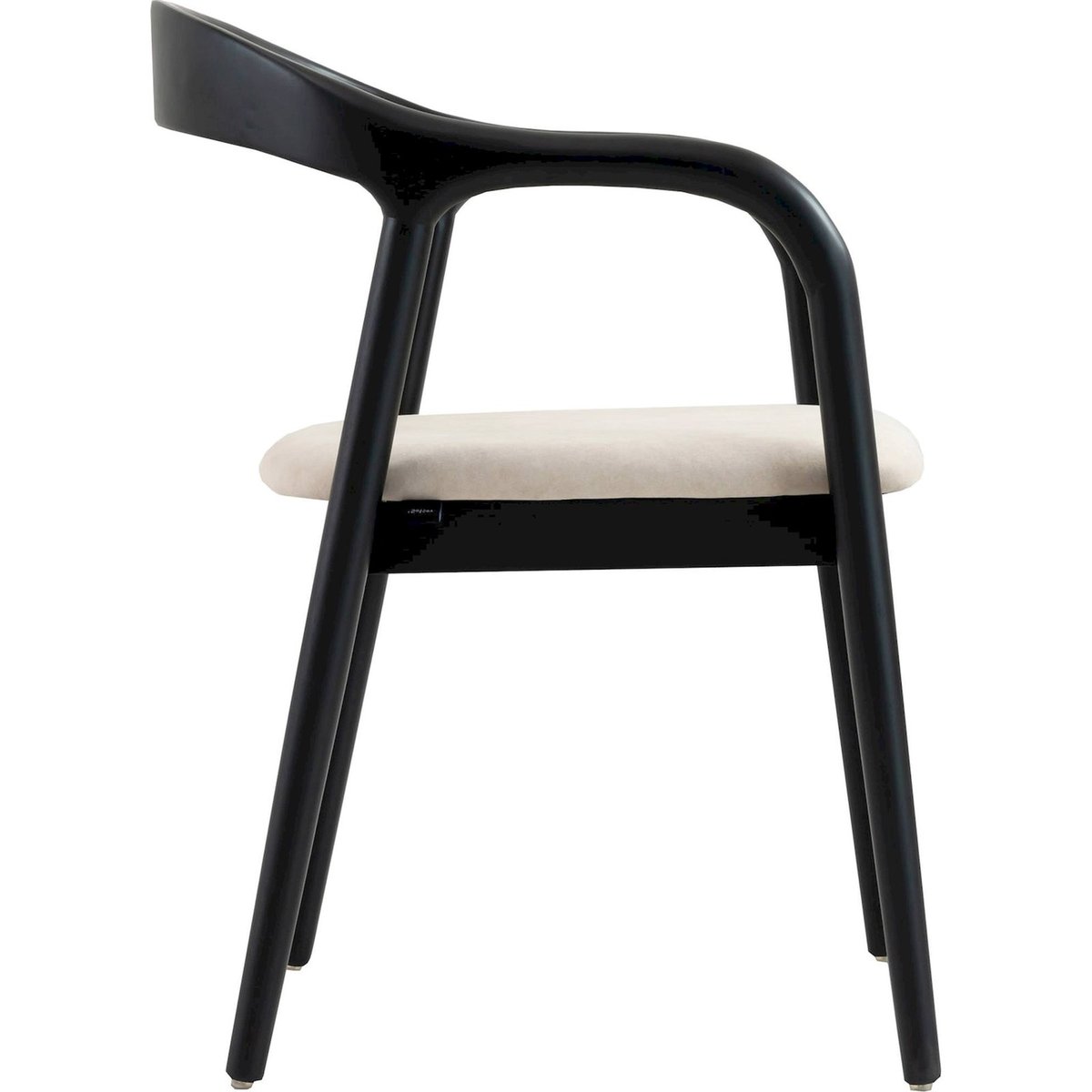 Chaise de salle à manger en bois tapissée beige et noir velours, RECOLLECTION