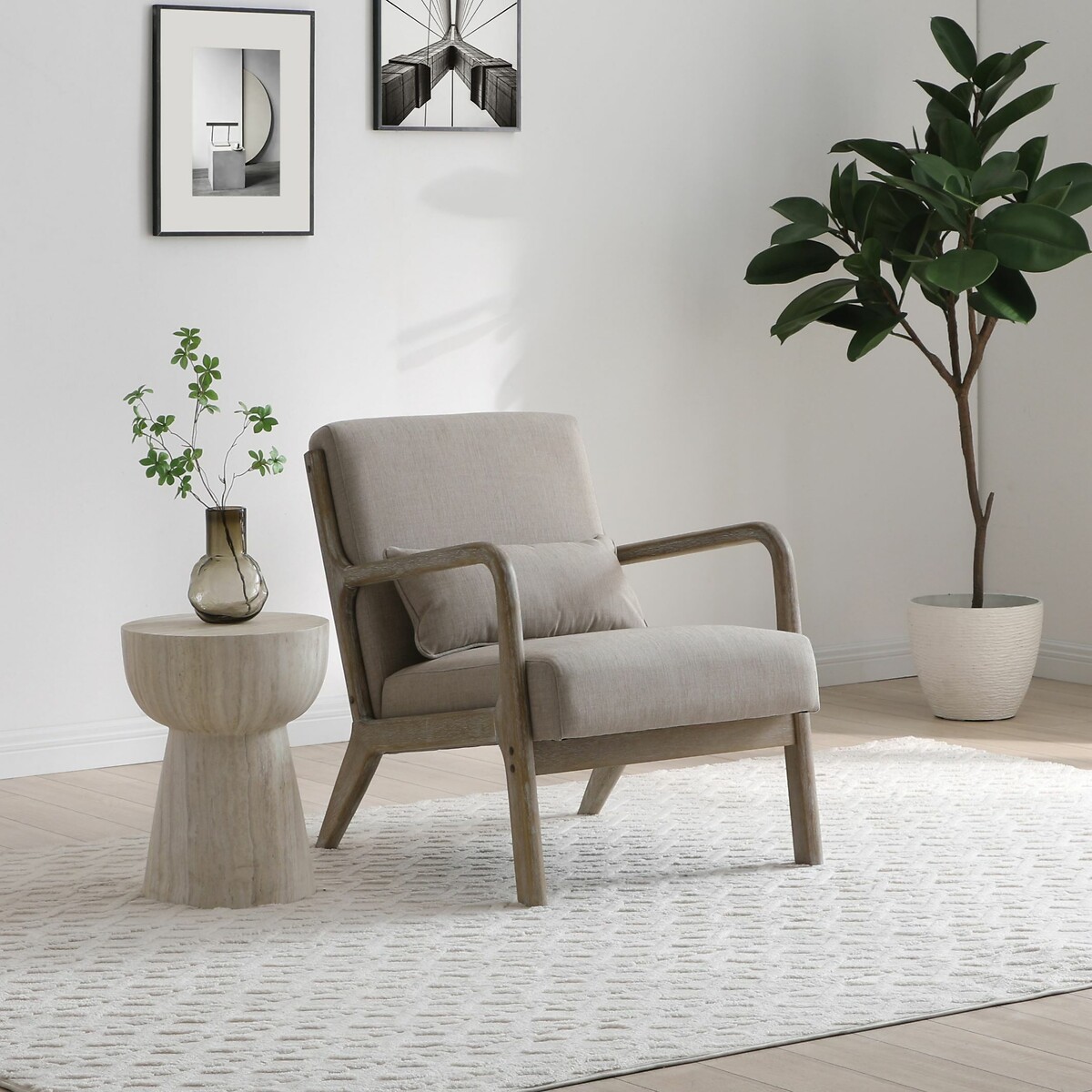 Ezra Linen Armchair oatmeal, SO'HOME