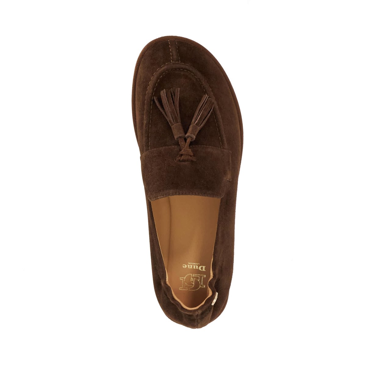 Mocassins à pampilles et bout rond en daim - GROUNDING dark brown-suede, DUNE LONDON