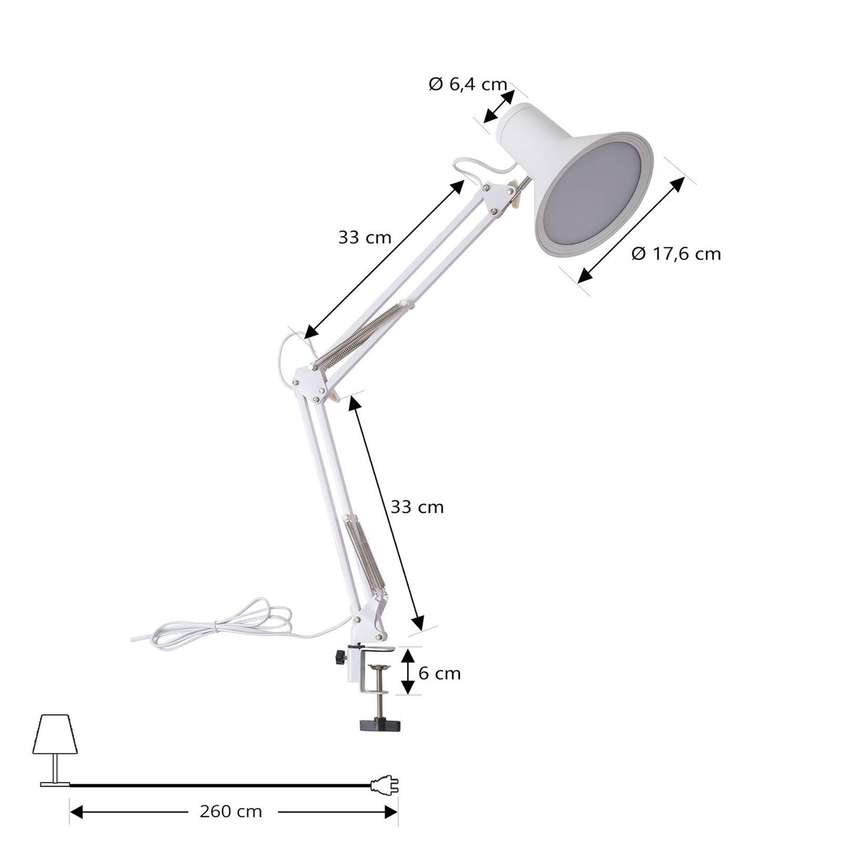 Lampe à pince en métalLED, Undra blanc, LINDBY